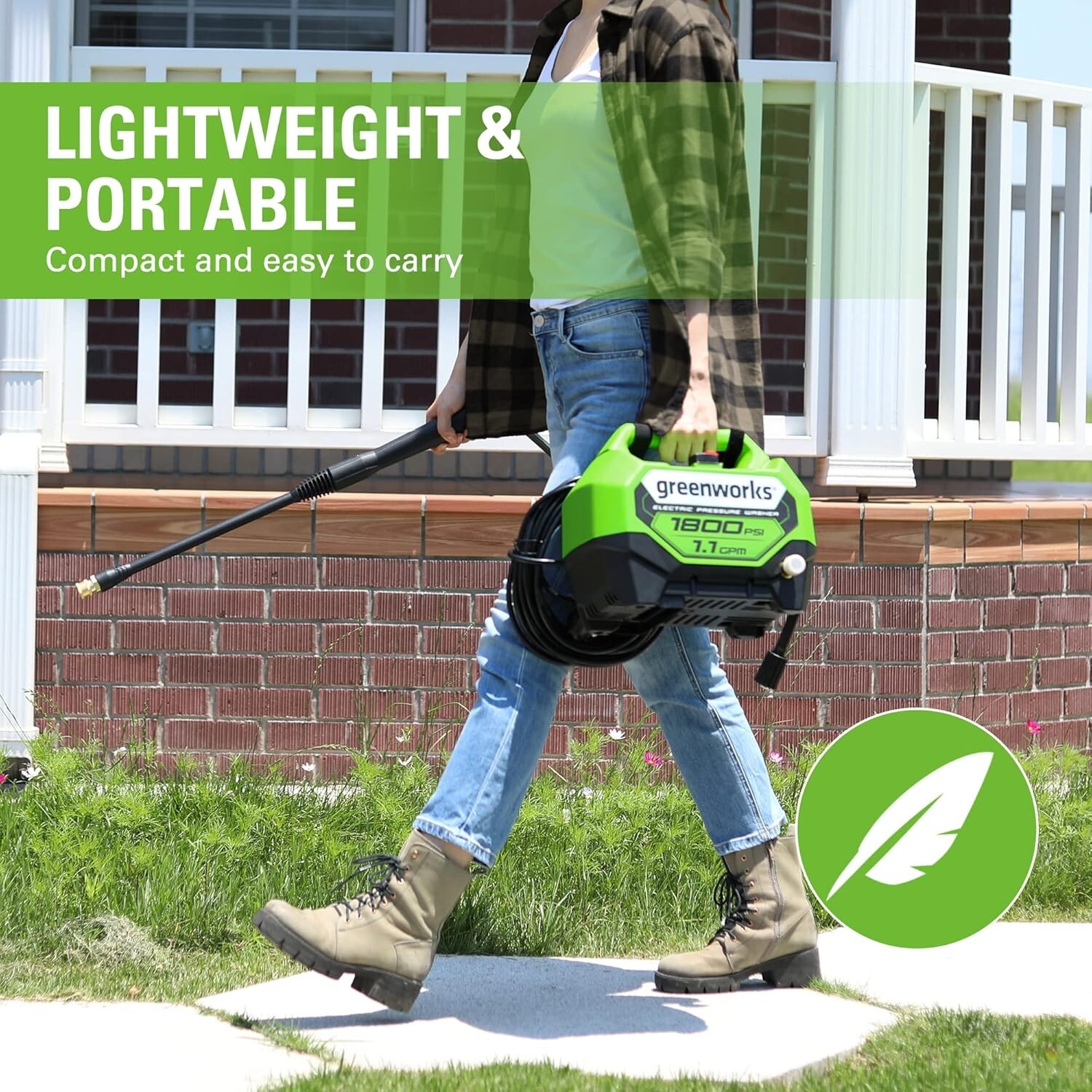 Versatile Greenworks 1800 PSI Pressure Washer – Includes Quick Connect Nozzles