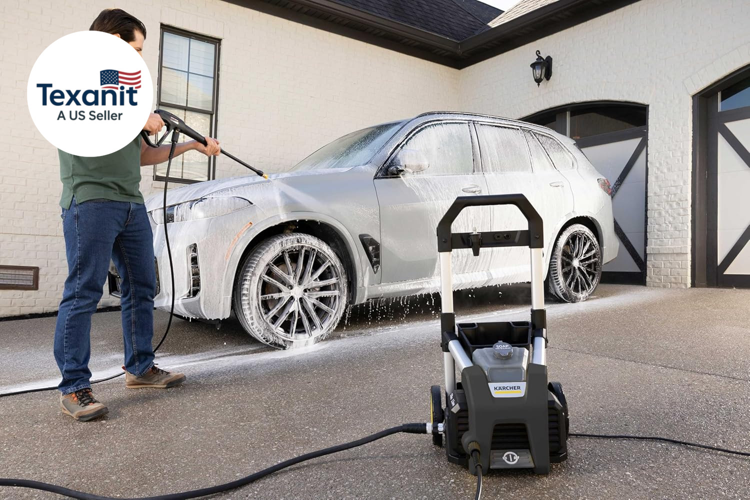 Pressure Washer K1700B, CETA Certified, 3 Spray Nozzles, Detergent Tank, for Car
