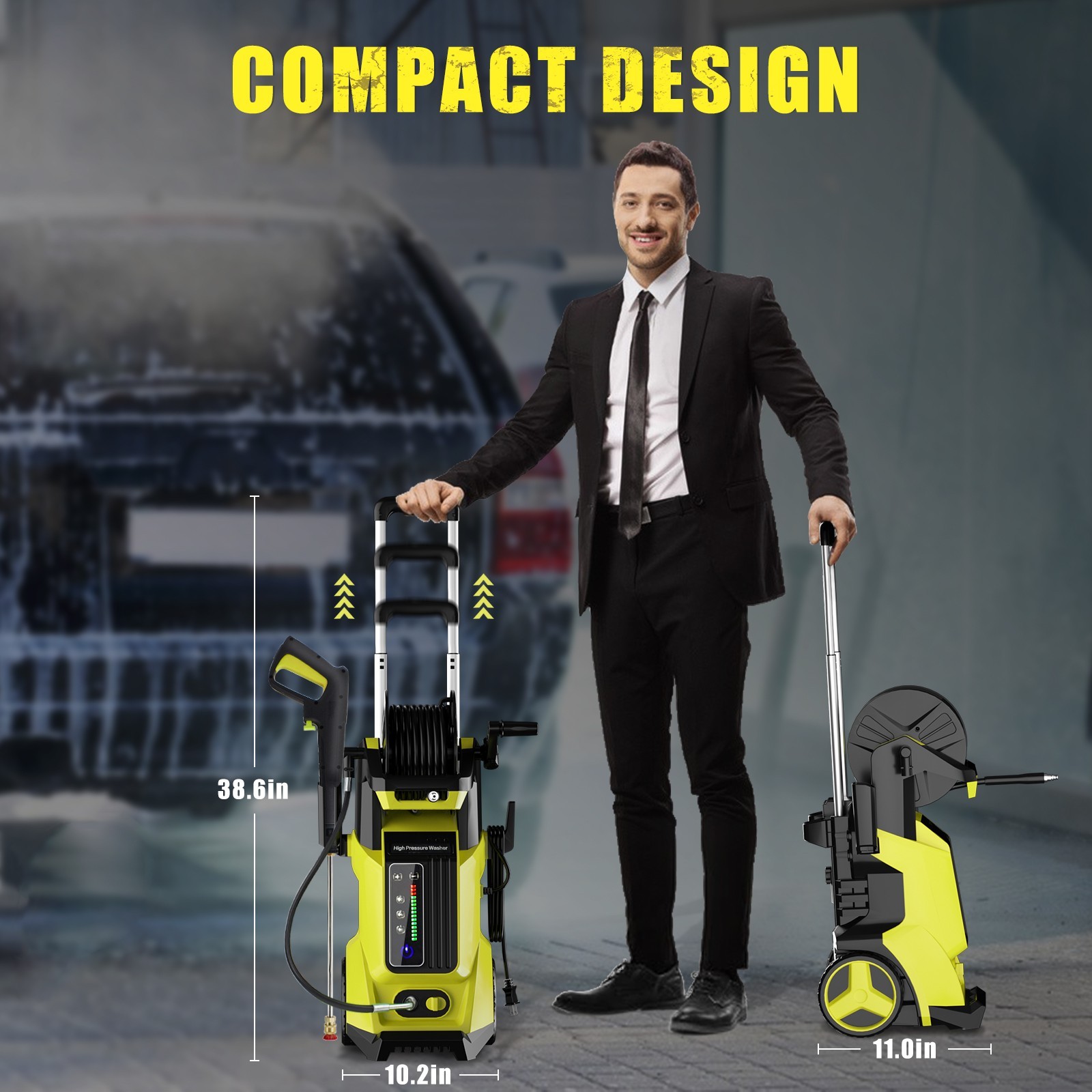Pressure Washer 4500PSIMAX 4.0GPM, 15Level Adjustable Touch, 4 Nozzles, for Home