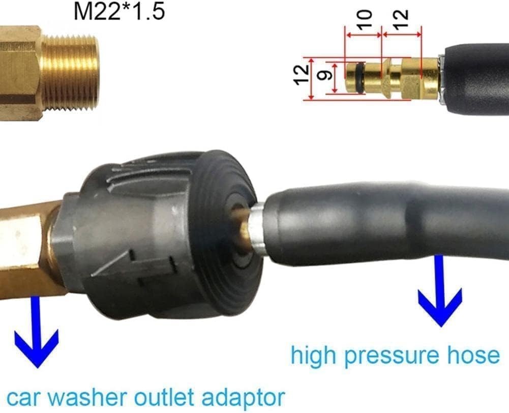 Universal M22 Pressure Washer Hose Connector – Gold-Plated Quick Connect Design