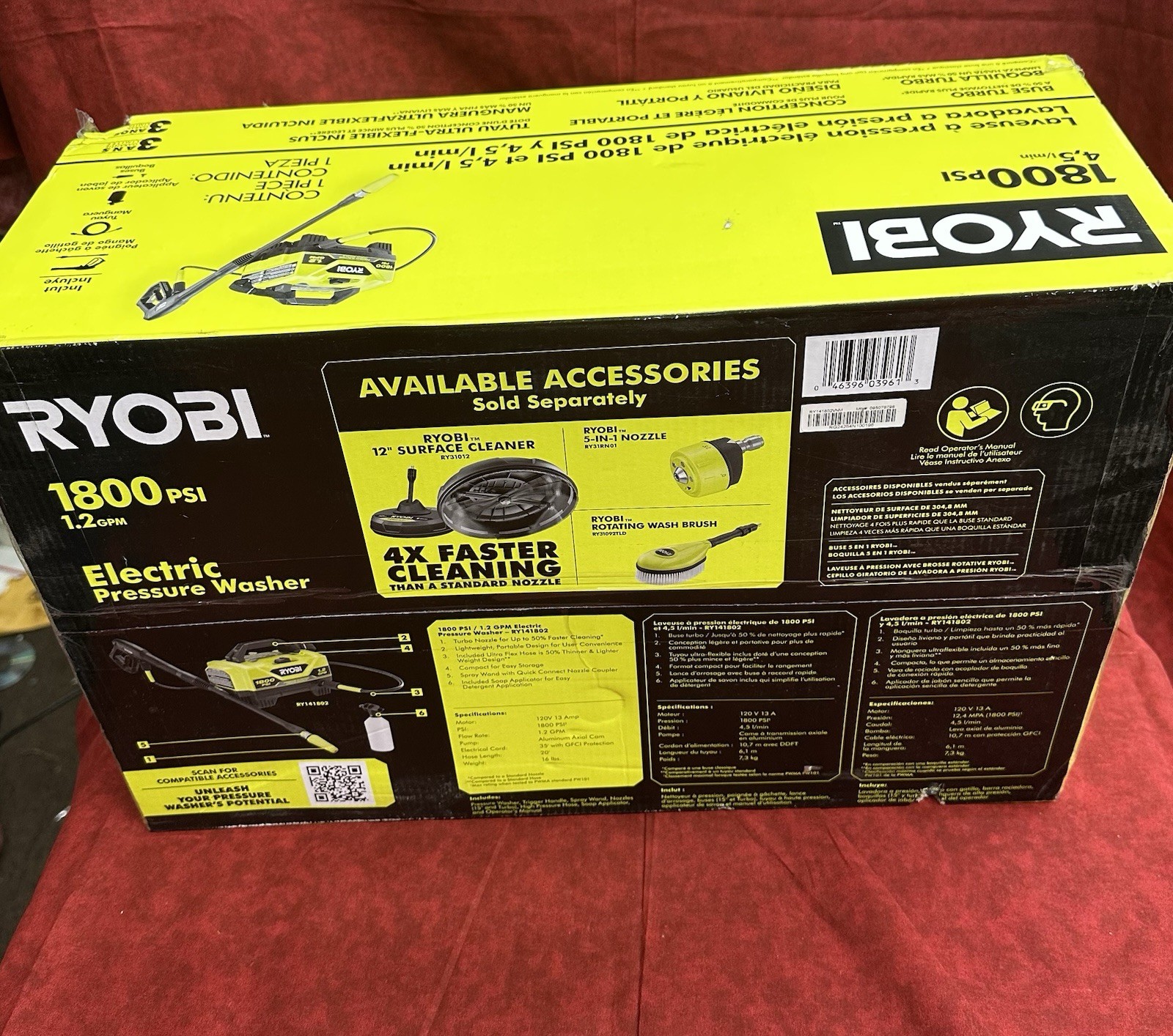 💥NEW SEALED💥RYOBI RY141802 1800PSI 1.2GPM COLD WATER ELECTRIC PRESSURE WASHER!