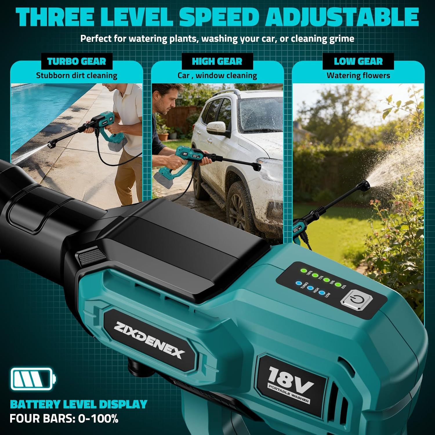 Cordless Portable Washer for Makita 18V Battery, 1000 PSI Portable Handheld Wash