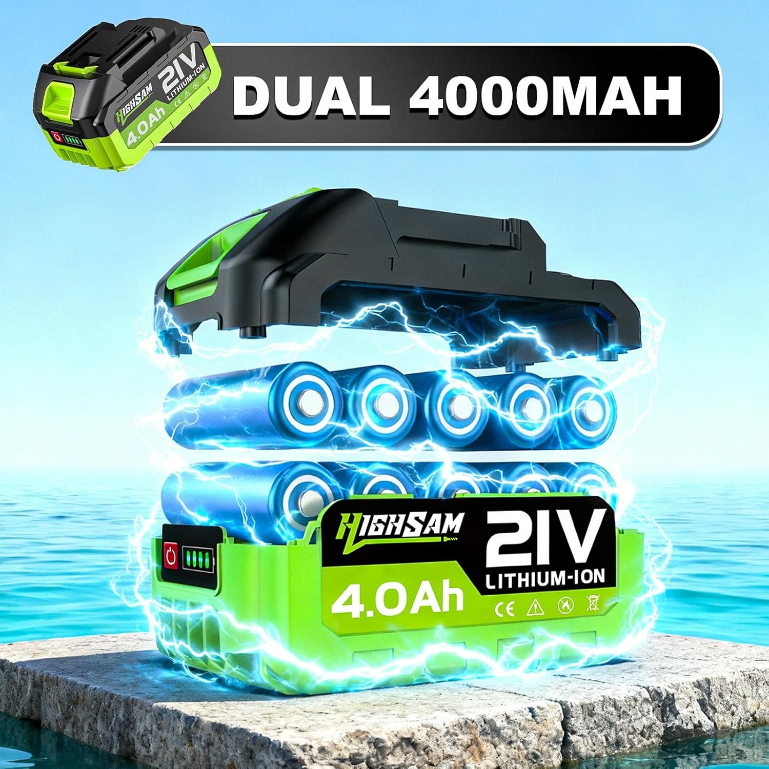 Cordless Portable Car Washer-Brushless Motor 2X4000mAh Batteries & Fast Charger