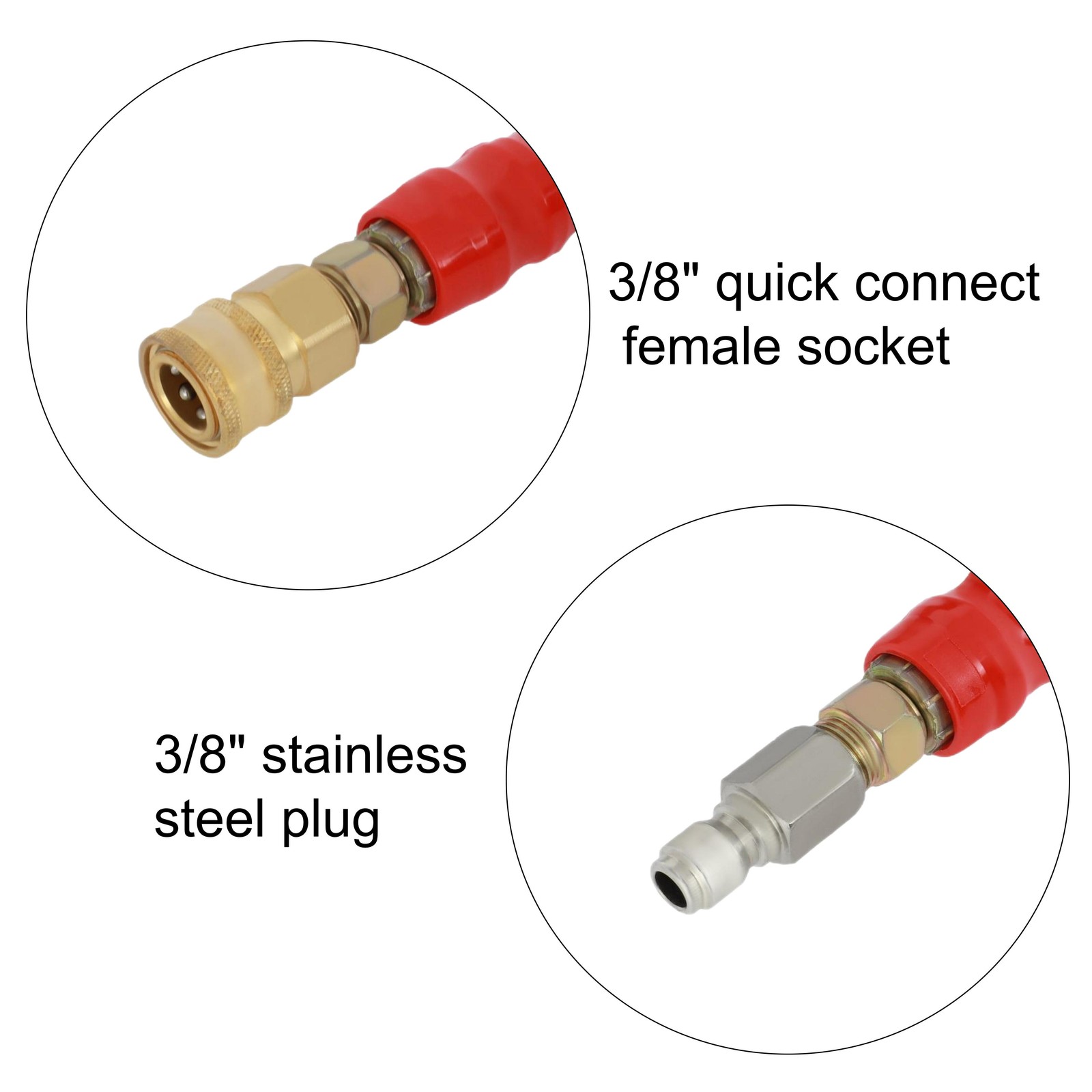 3/8″ x 50ft / 100ft Non-Marking 6000 PSI Pressure Washer Hose R2 Rating 2 Wire