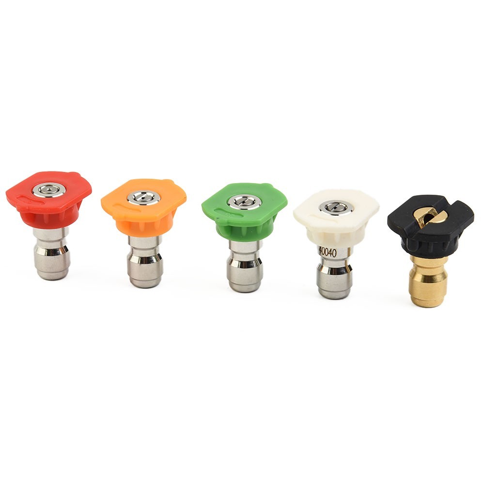 Pressure Washer Spray Nozzle Tips 0 15 25 40 Degree 1/4” Male Thread 5Pcs Set