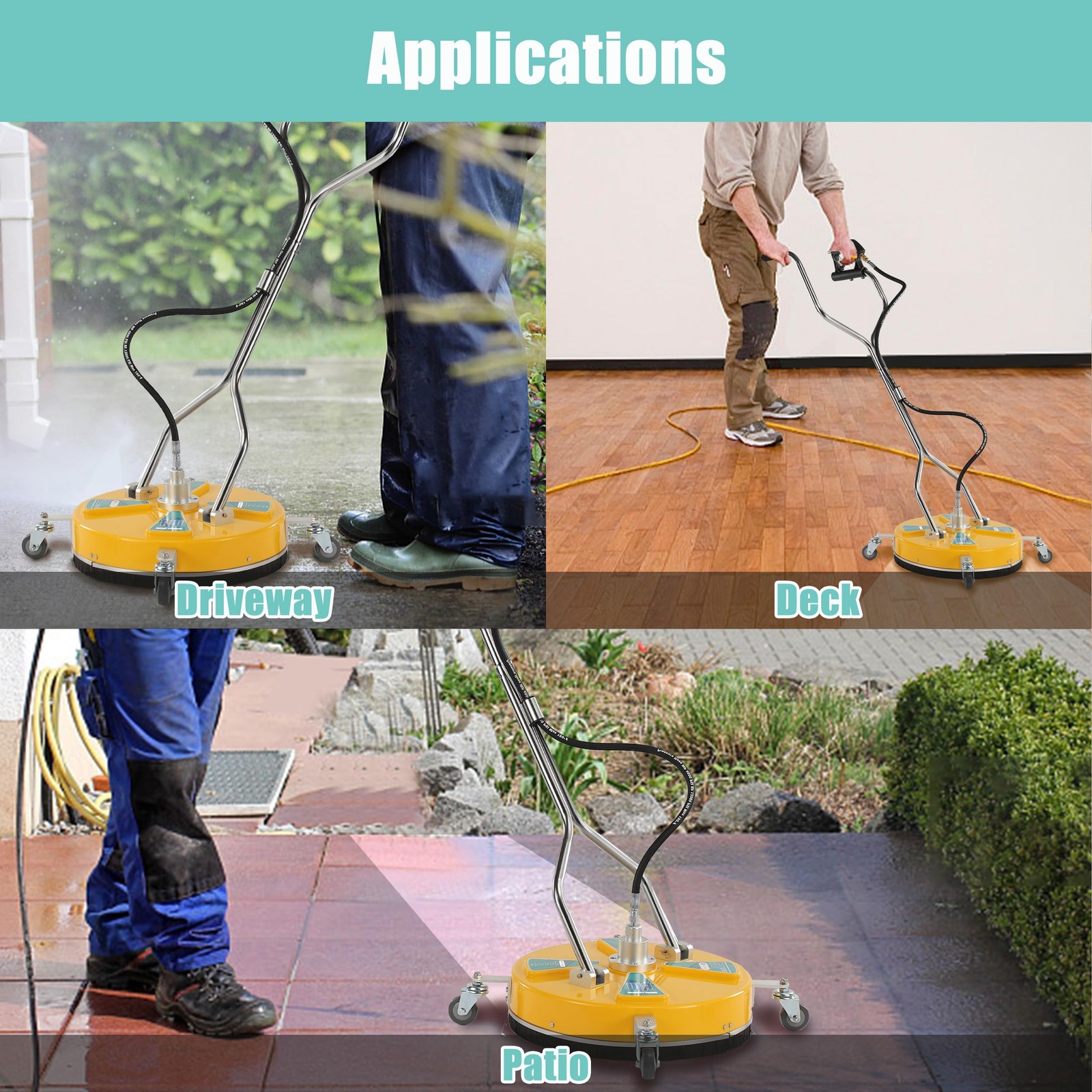 RIDGE WASHER 20” Pressure Washer Surface Cleaner, Surface Cleaner Dual Handl…
