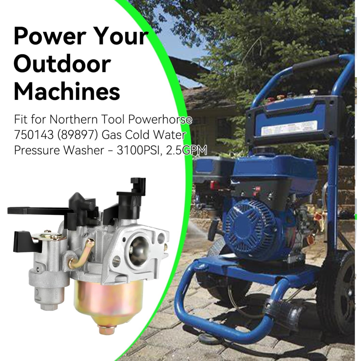 Powerhorse 750143 Carburetor with Enhanced Gasket & Extended Levers – 212cc 6HP