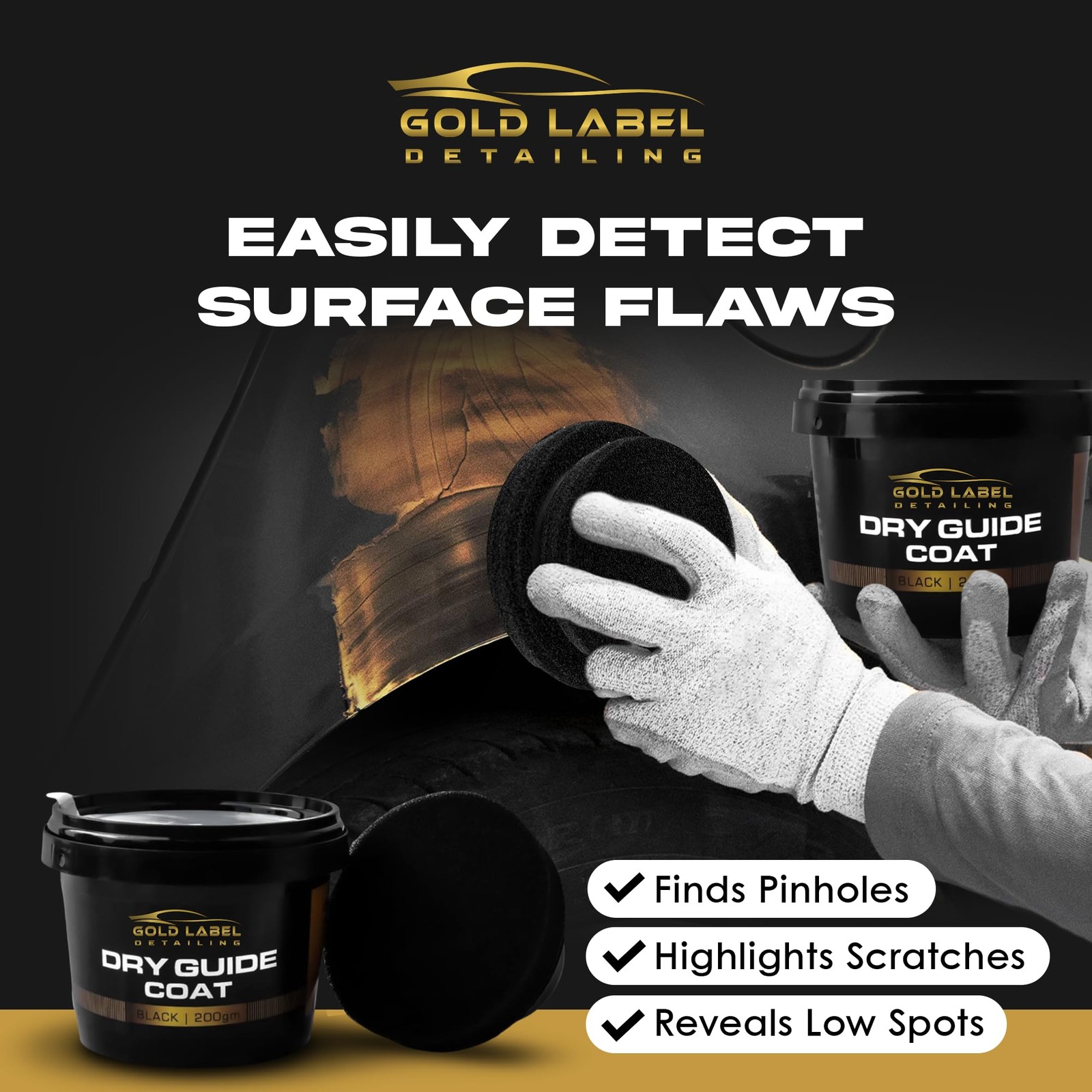Gold Label Detailing Dry Black Guide Coat, 7 Ounces (200 Grams) Excellent…