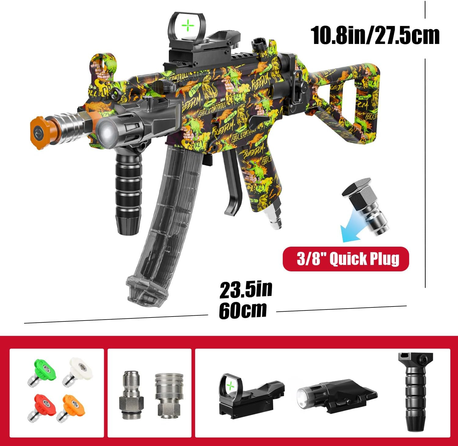 MP5 Model Pressure Washer Gun with Swivel & 4 Nozzles, 3600 PSI High Pressure Sp