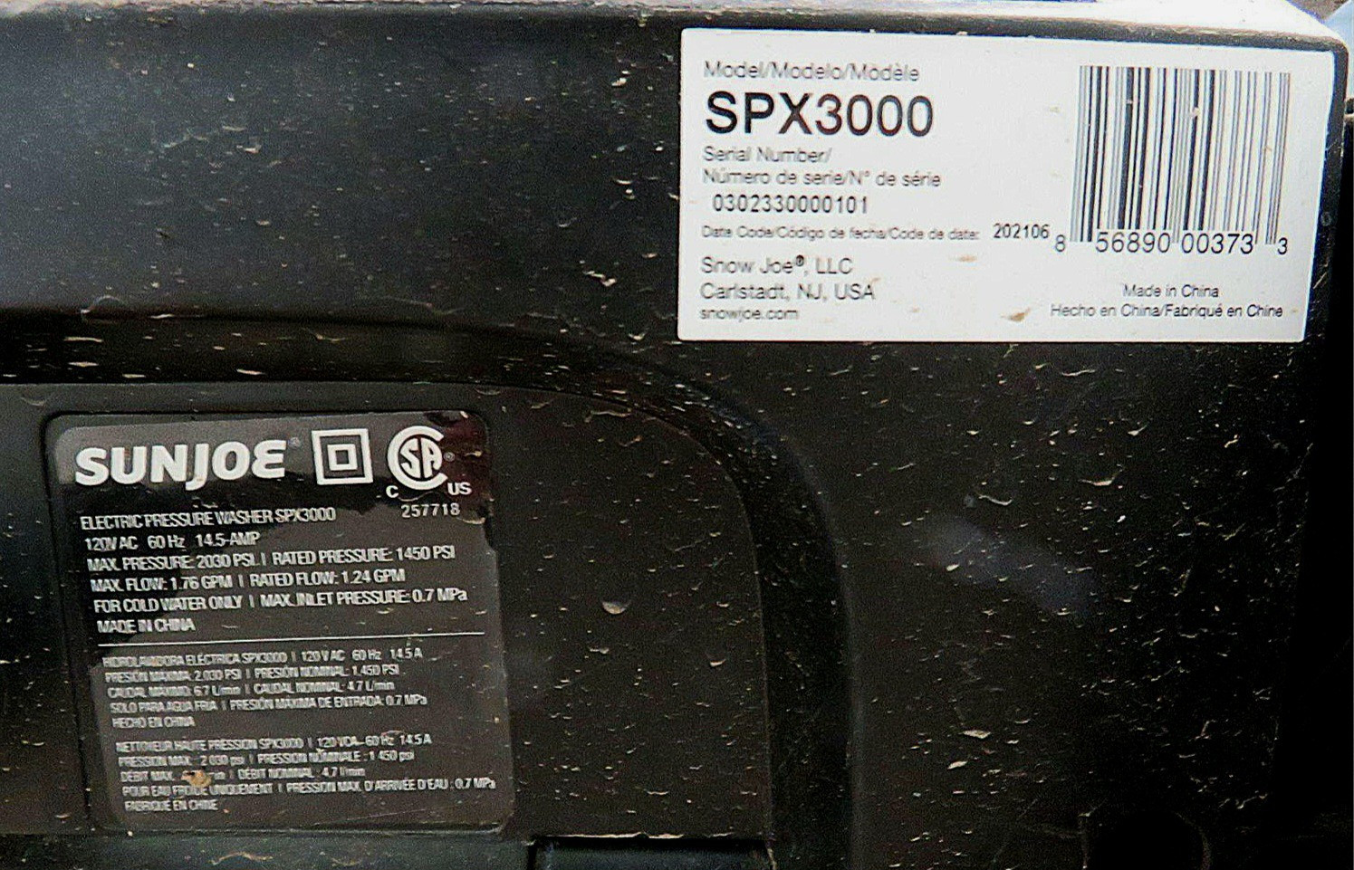 SUN JOE SPX3000 2030 PSI 1.76 GPM ELECTRIC PRESSURE WASHER GREEN W/HOSE & GUN