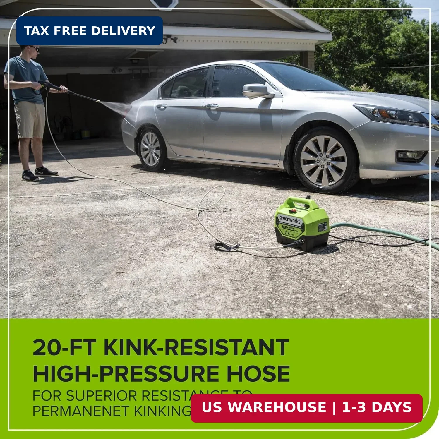 Greenworks 1800 PSI (1.1 GPM) Electric Pressure Washer PWMA Certified