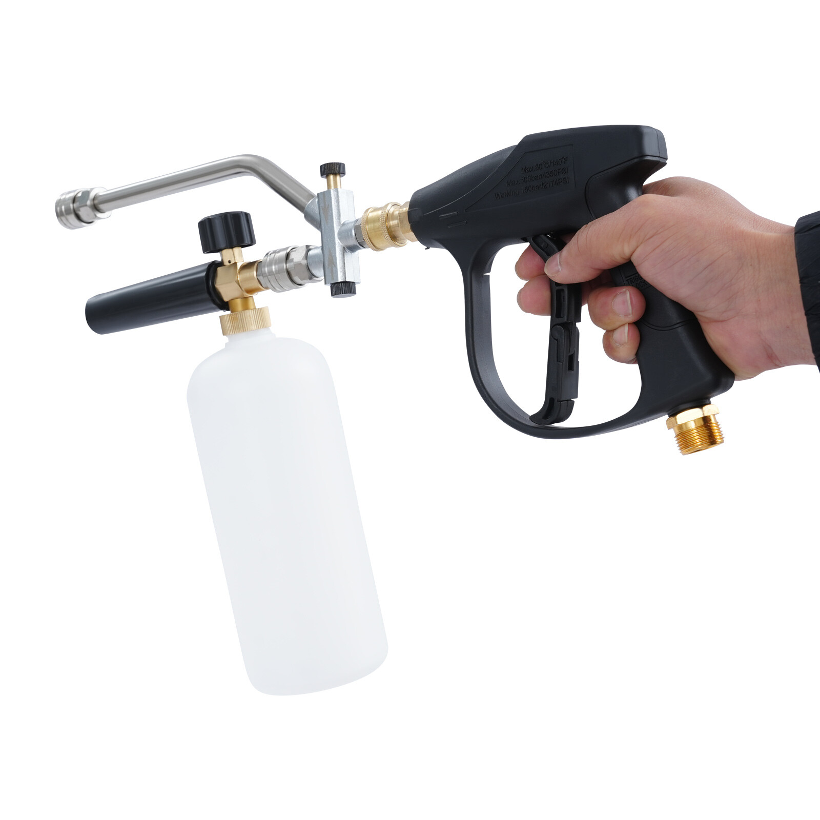 6.69in 0.22Gal Black/Silver Steel Pressure Washer Gun With 5 Replaceable Nozzles