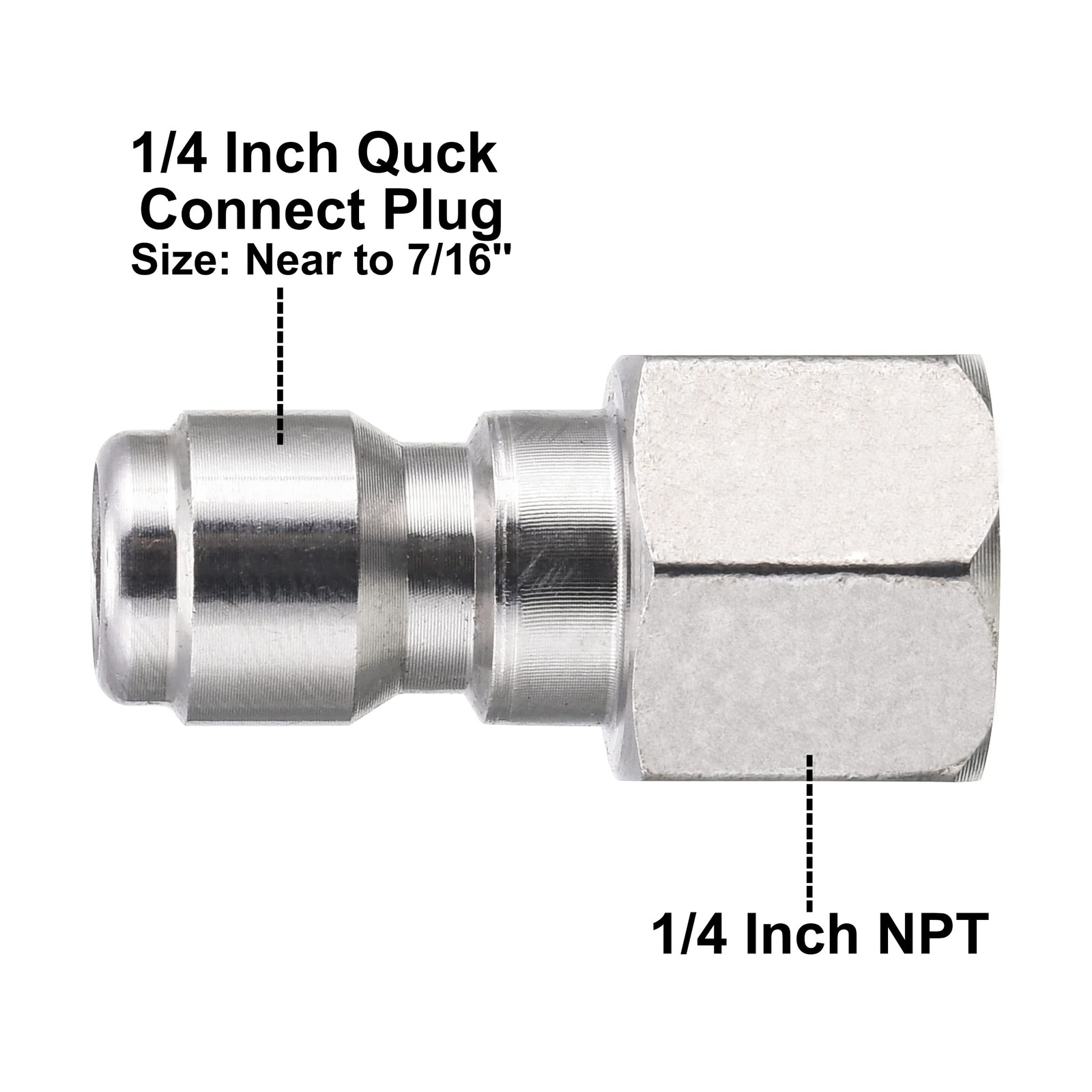 2 Pcs Stainless Steel Pressure Washer Coupler 1/4 Inch Female NPT Fitting
