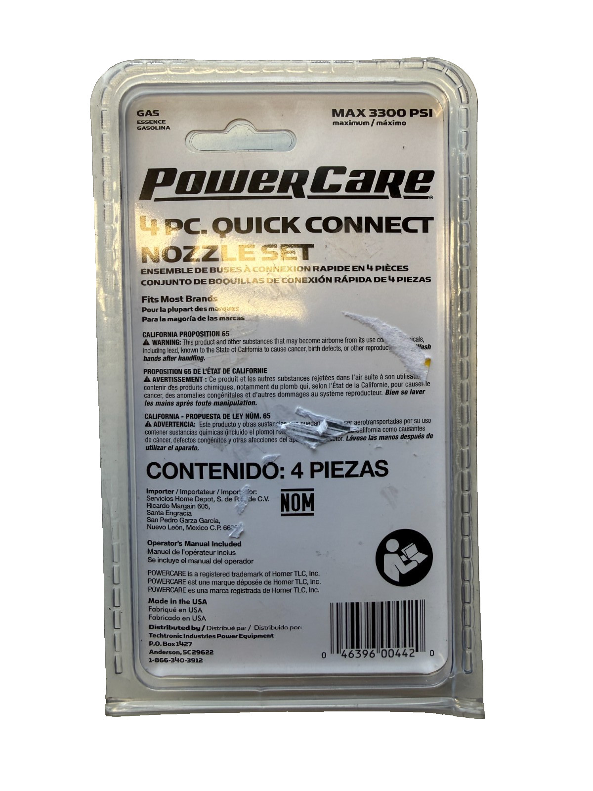 PowerCare 4-Pc Quick Connect Pressure Washer Nozzle Set Max 3300 PSI New