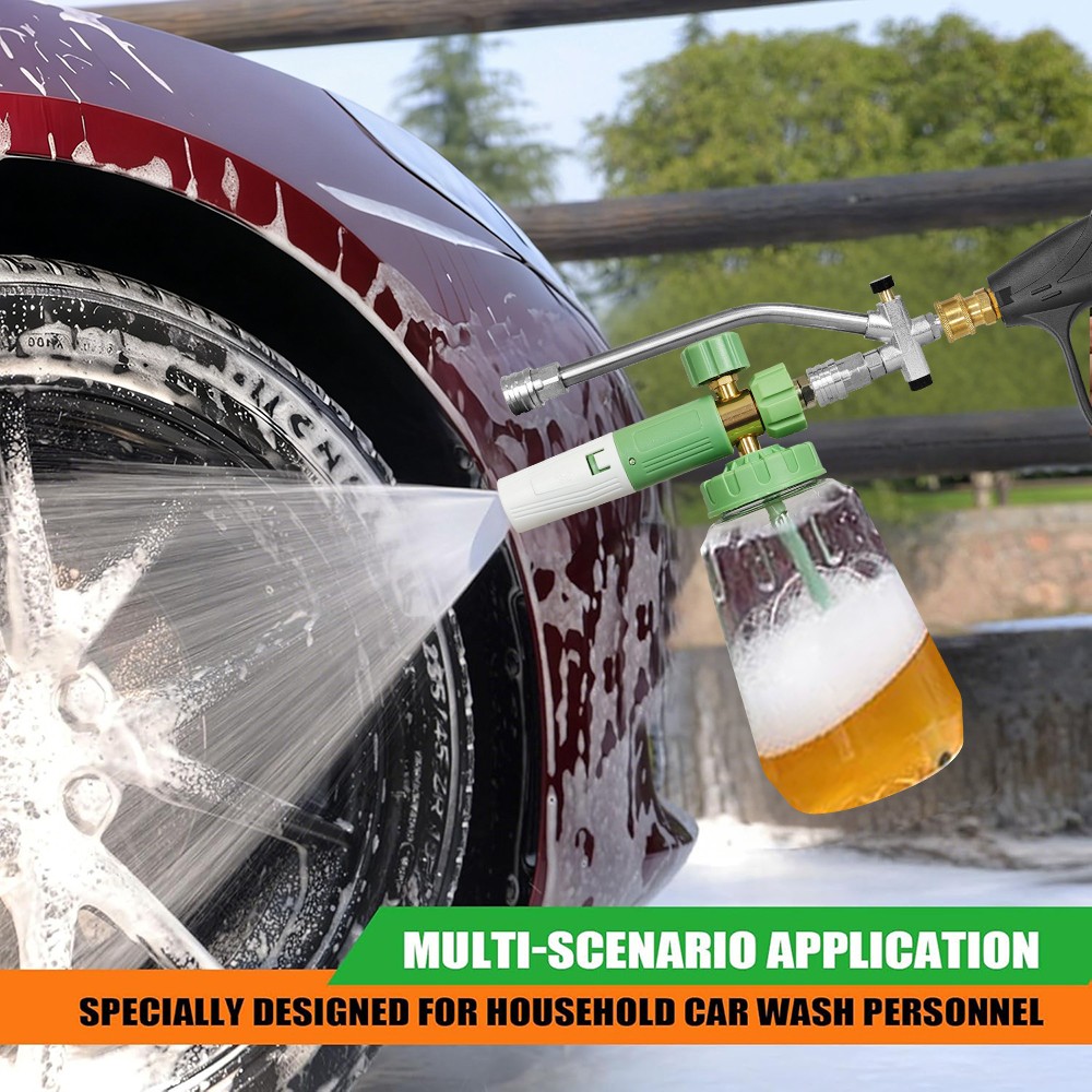 Pressure Washer Wand & Foam Cannon Kit 7 Spray Nozzles 1/4″for Car Cleaning 2in1