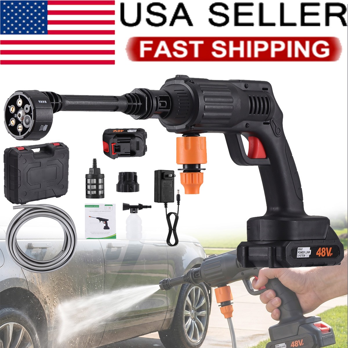 Cordless Electric High Pressure Water Spray Car Gun Portable Washer Clean Tool