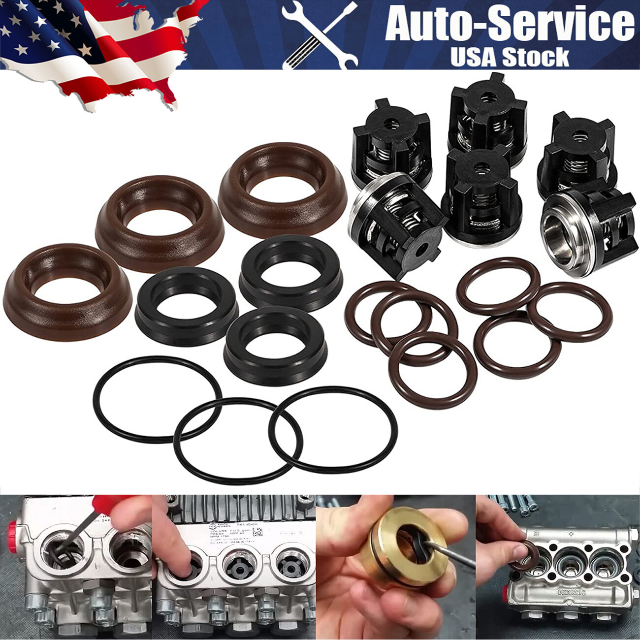 For Annovi Reverberi AR1857 Pressure Washer Packing Kit+ Water Pump Check Valves