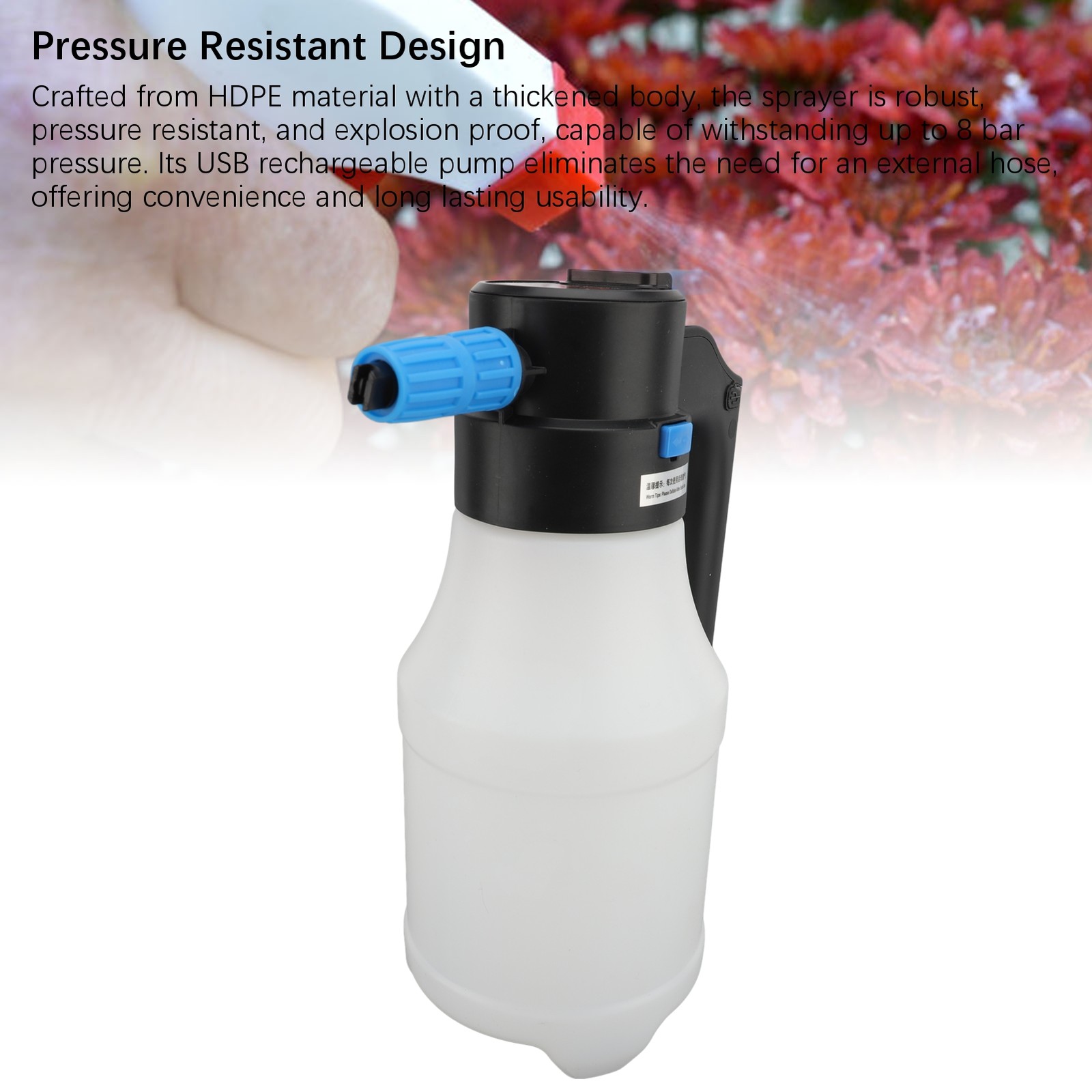 1.5L Electric Car Foam Sprayer High Pressure USB Portable Car Wash Foamer For Ga