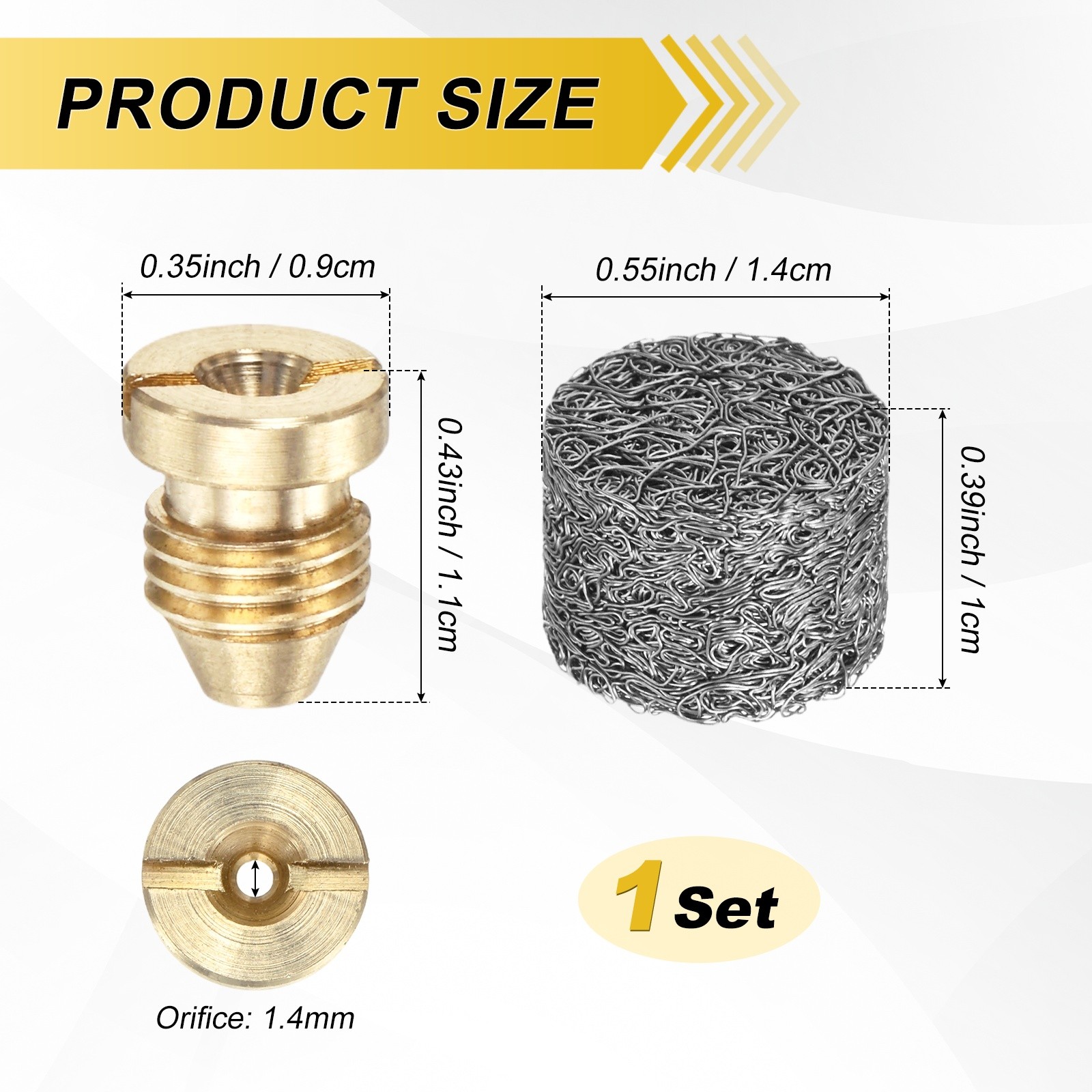 1-Set 1.4mm Copper Orifice Foam Cannon Nozzle and Single Layer Foam Maker Meshes