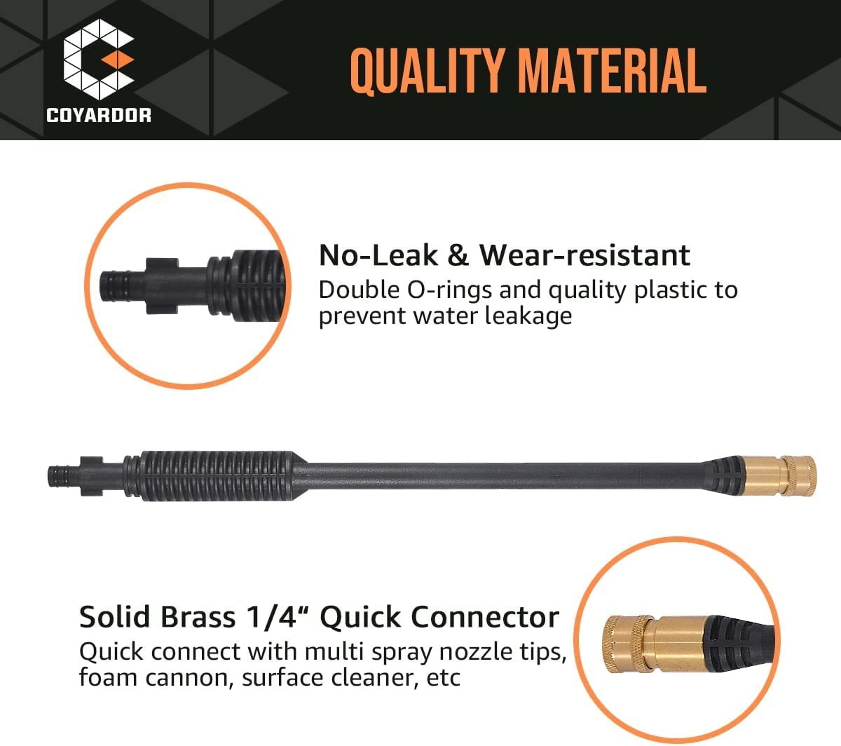 Pressure Washer Gun Extension Wand 5 Spray Nozzle Tips M22-14mm M22-15mm