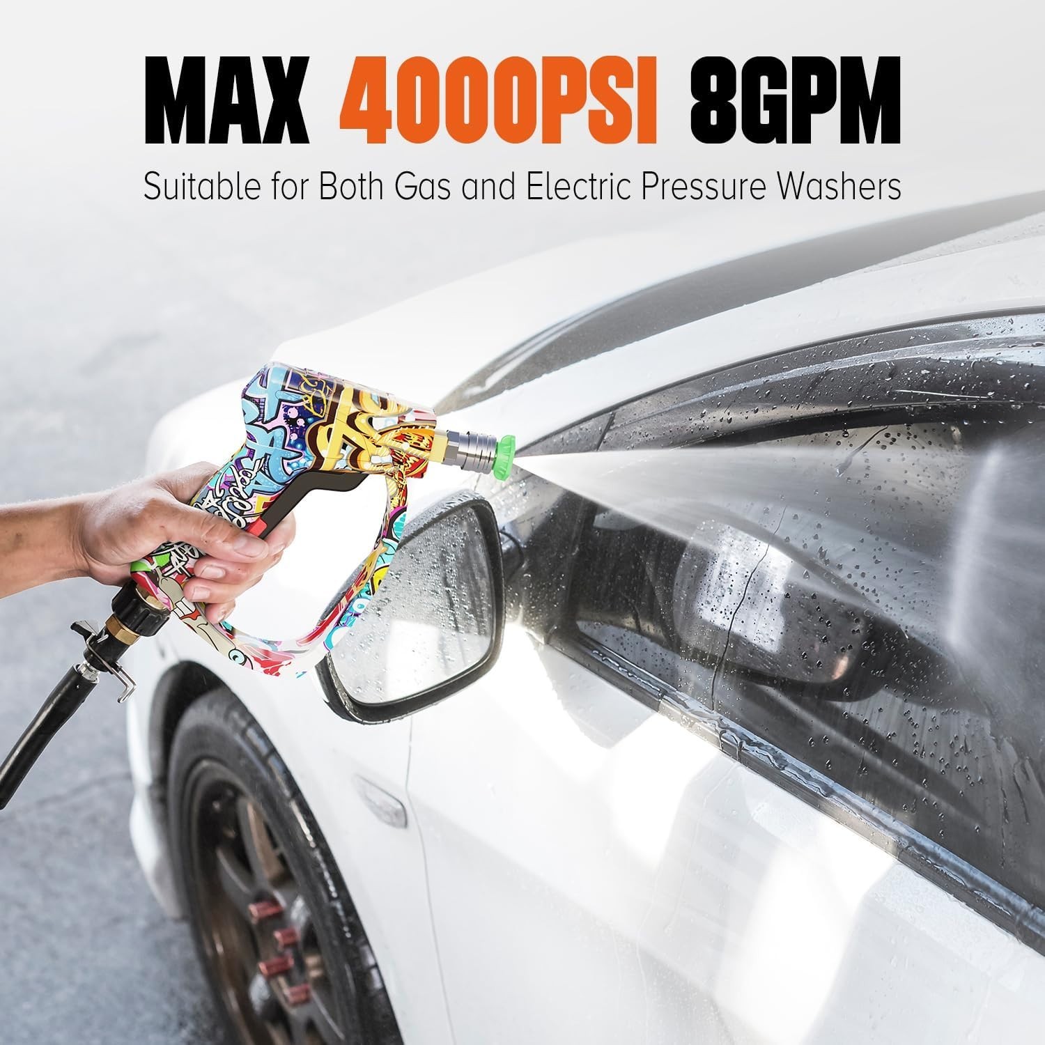 Effortless Car Washing with 4000 PSI High-Pressure Gun – Complete with 5 Nozzles