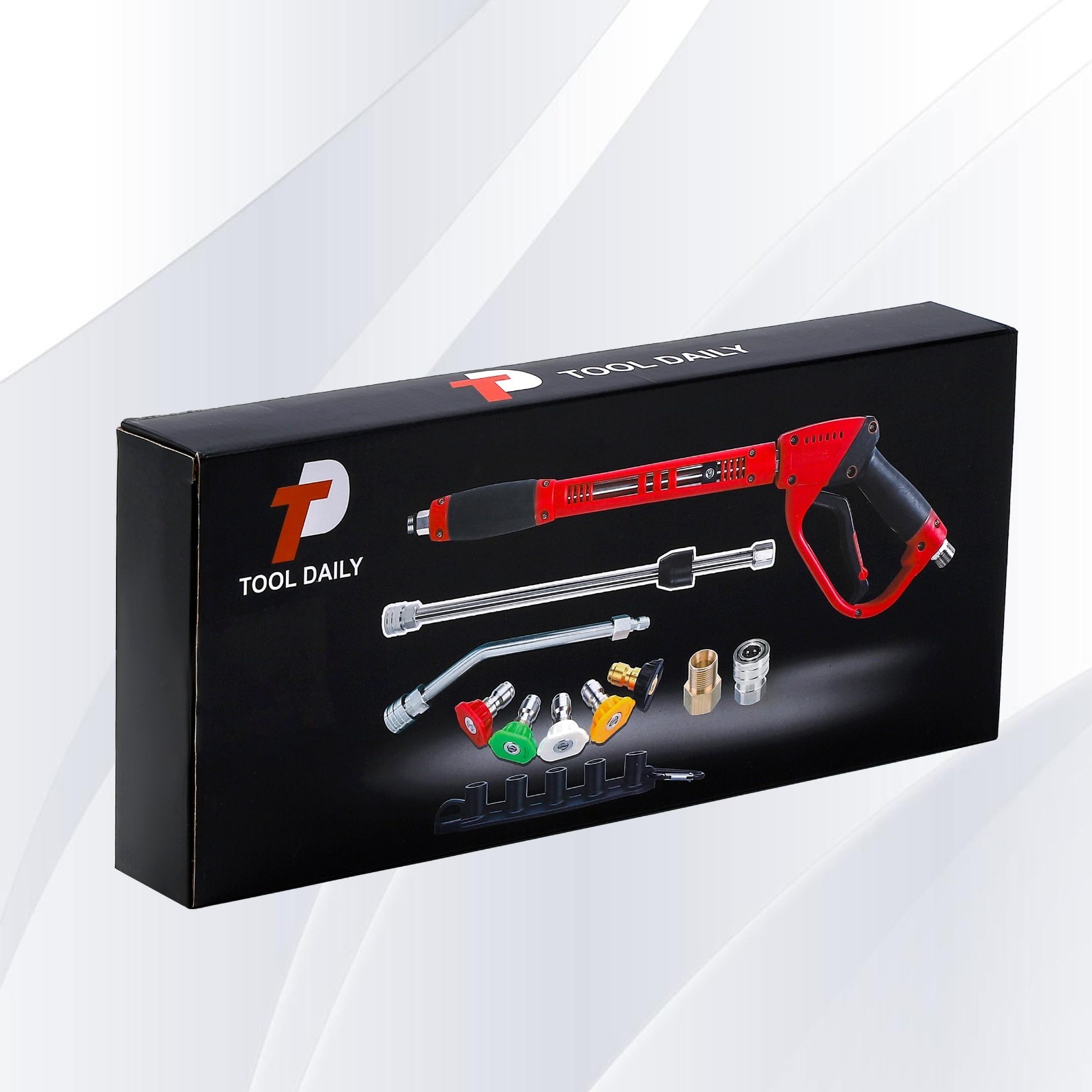 Pressure Washer Gun with Extension Wand, 30° Curved Rod, 5 Nozzle Tips, 4000 PSI