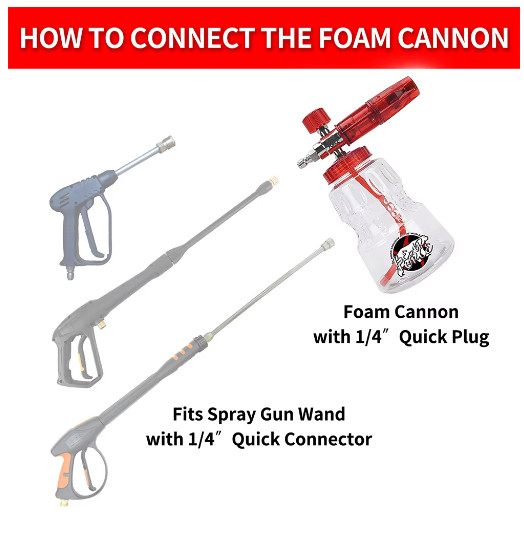 Pressure Washer Aluminum Foam Cannon Foam Generator Snow Foam Lance with 1/4”