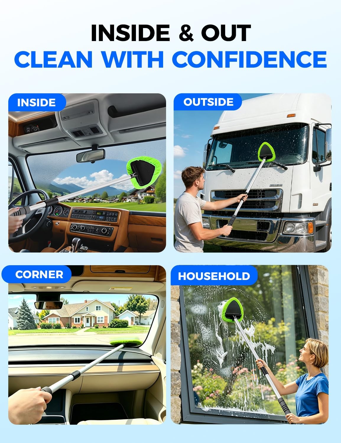 XINDELL 29-inch Windshield Cleaner Tool – Car Interior Window Cleaning Kit wi…