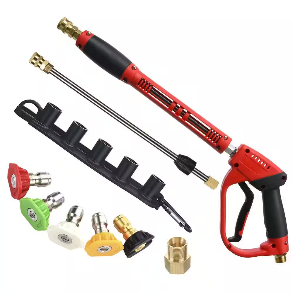 5000 Psi 4 In. Red Deluxe Pressure Washer Gun, Pressure Washer Wand M22 Fitting