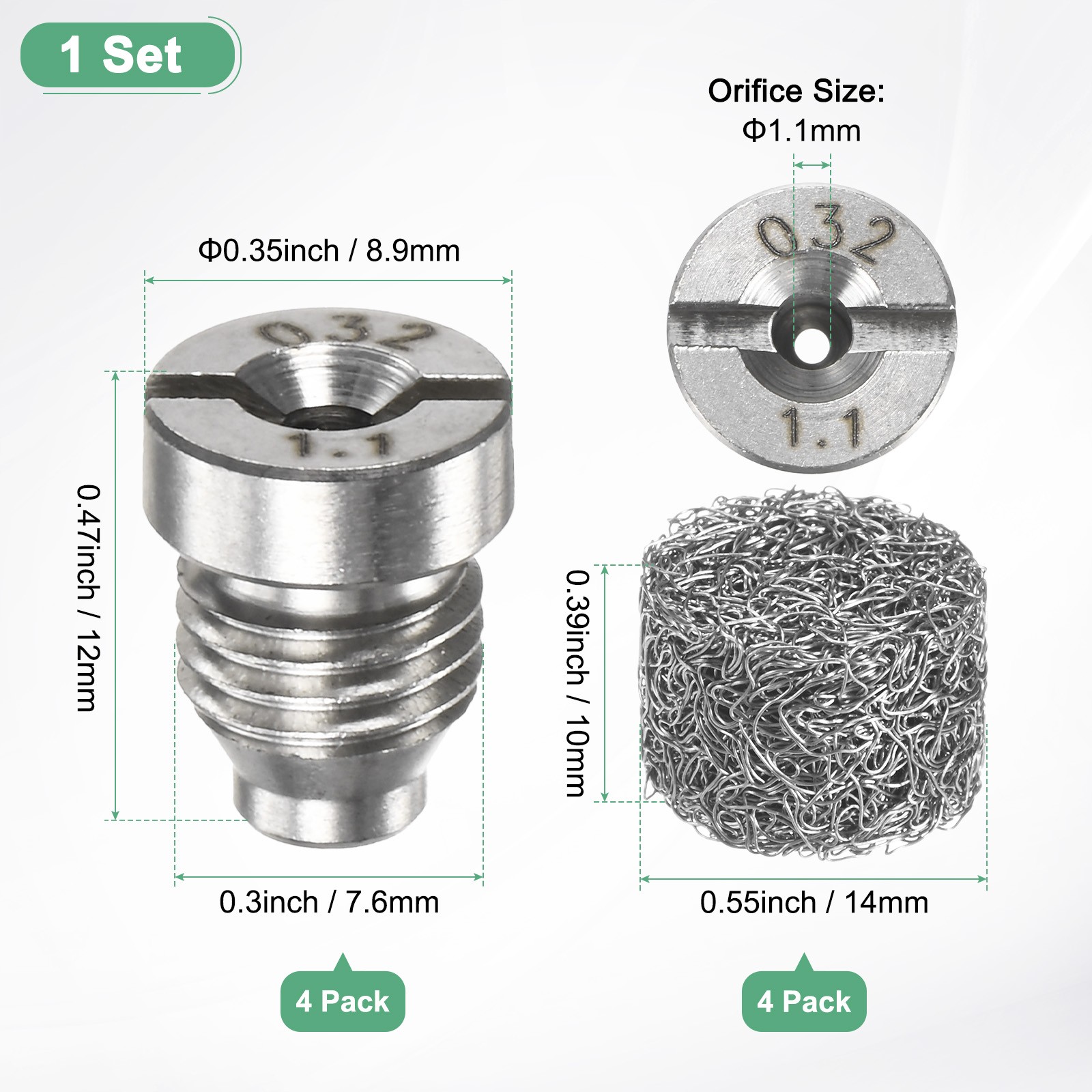 4-Set Foam Hole, Steel Tip 1.1mm to Create Foam