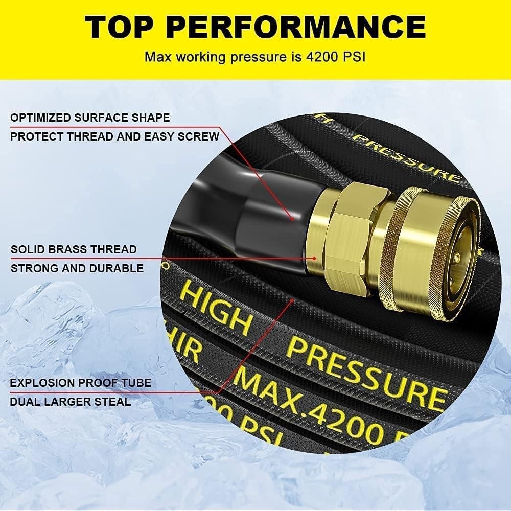 Durable Power Washer Hose – 10FT, 4200 PSI, Steel Wire Braid