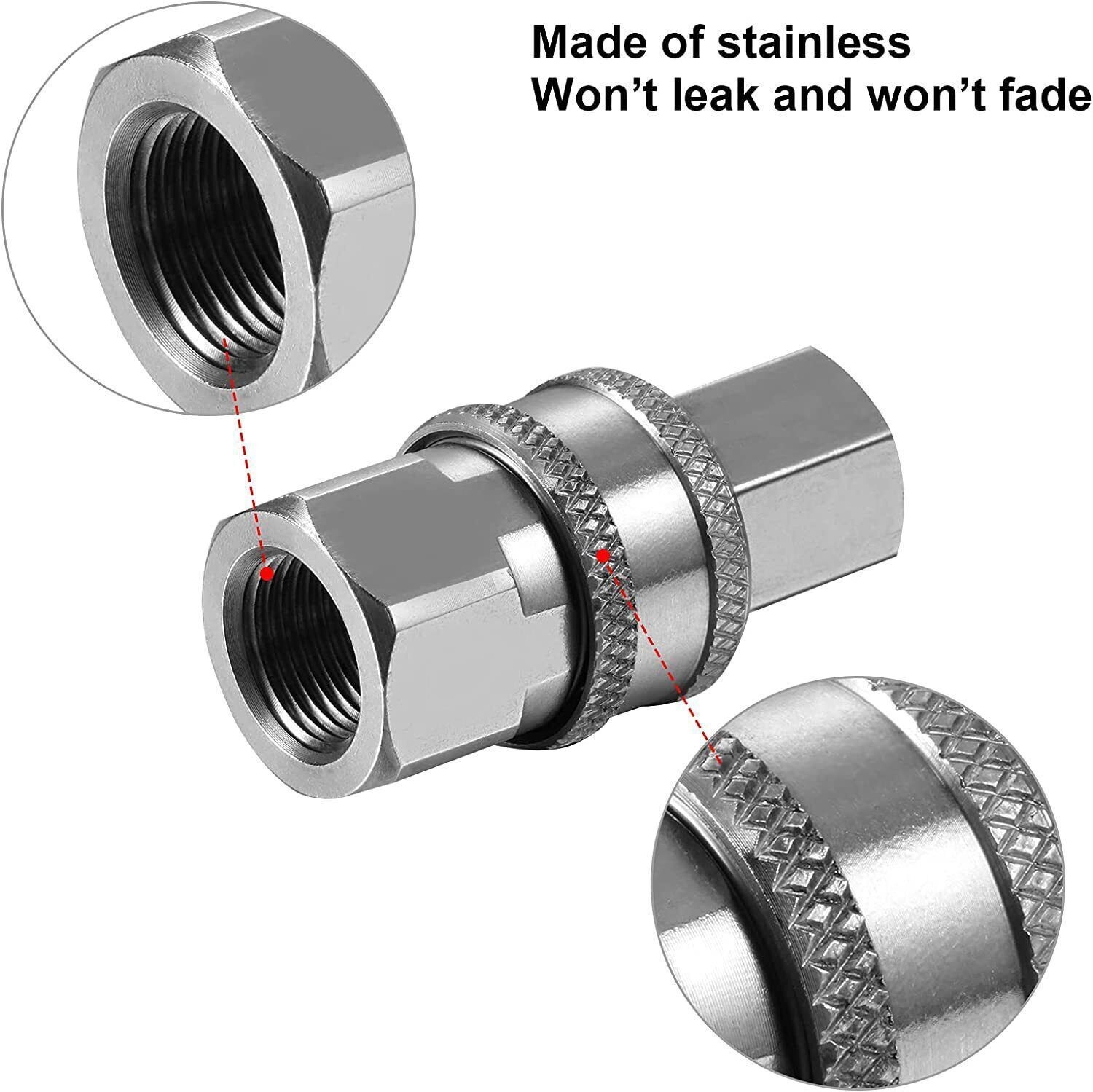 4 Sets NPT 3/8 Inch Stainless Steel Male and Female Quick Connector Kit Pressure