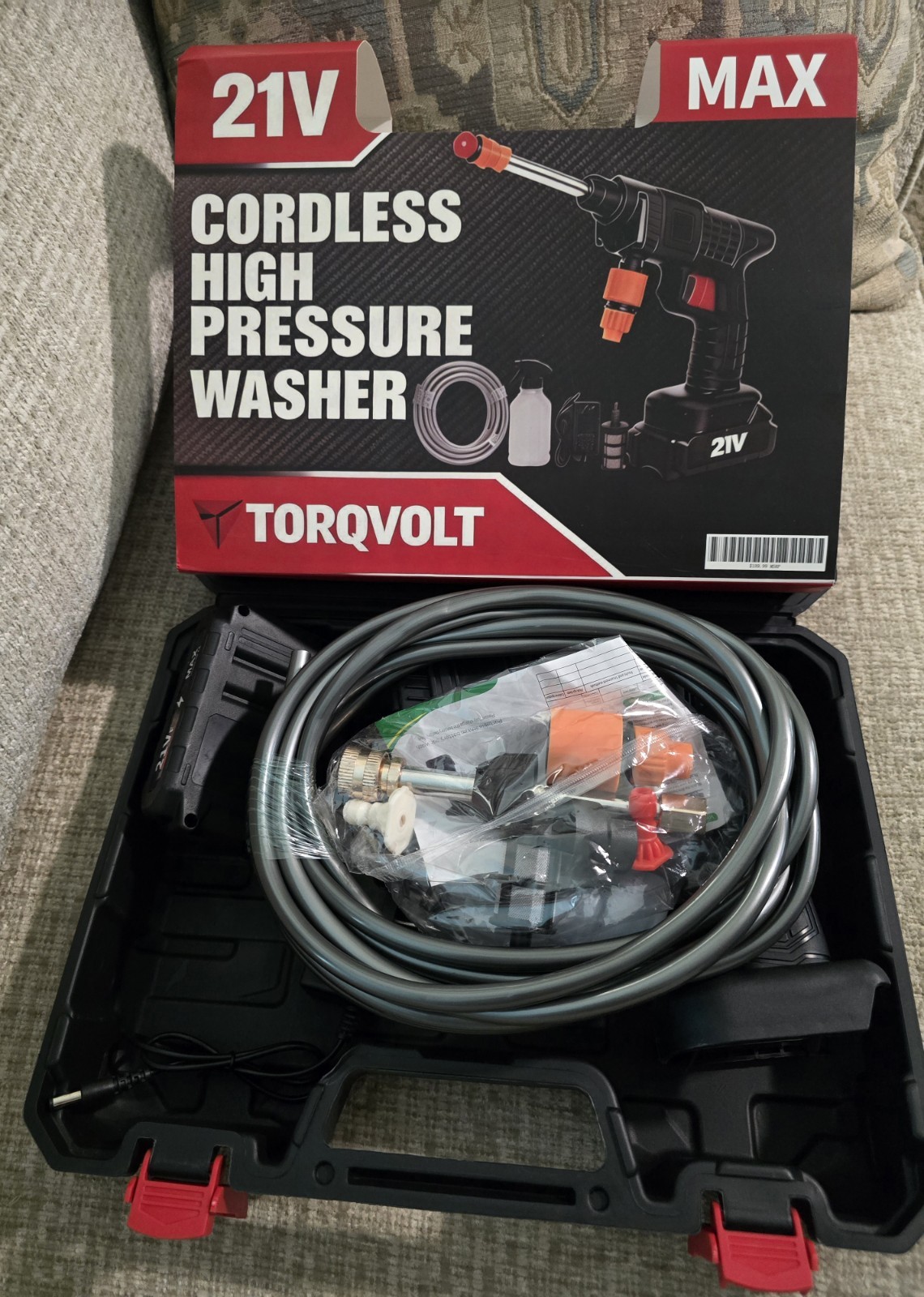 TORQVOLT 21V Cordless Battery Cold Water Pressure Washer w/ Hose, 653 PSI New