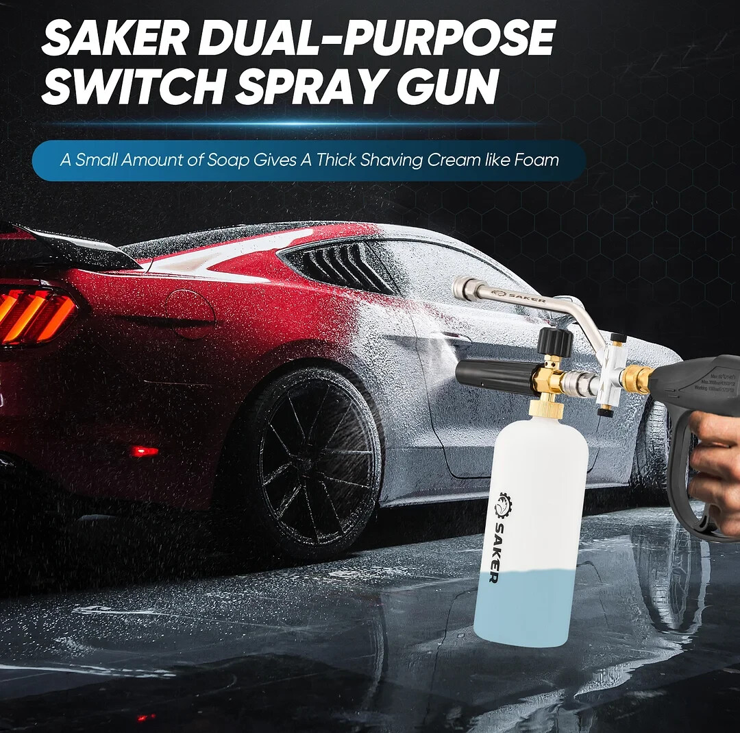 Saker Foam Cannon Dual Connector Accessory Pressure Washer Gun – Car Wash Etc.