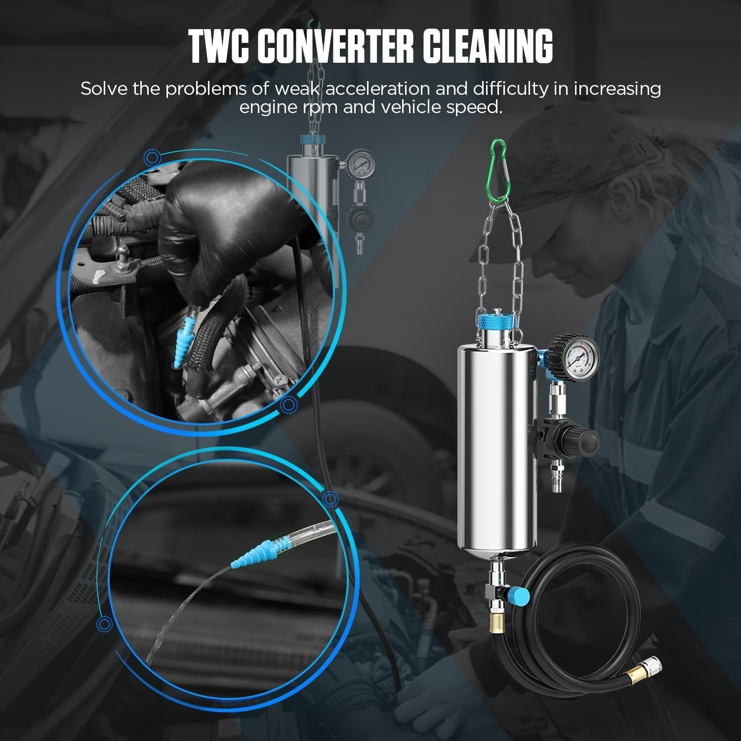 Fuel Injector Cleaner Tool Kit 1000ML 150PSI Disassembly-Free Fuel Injection Sys