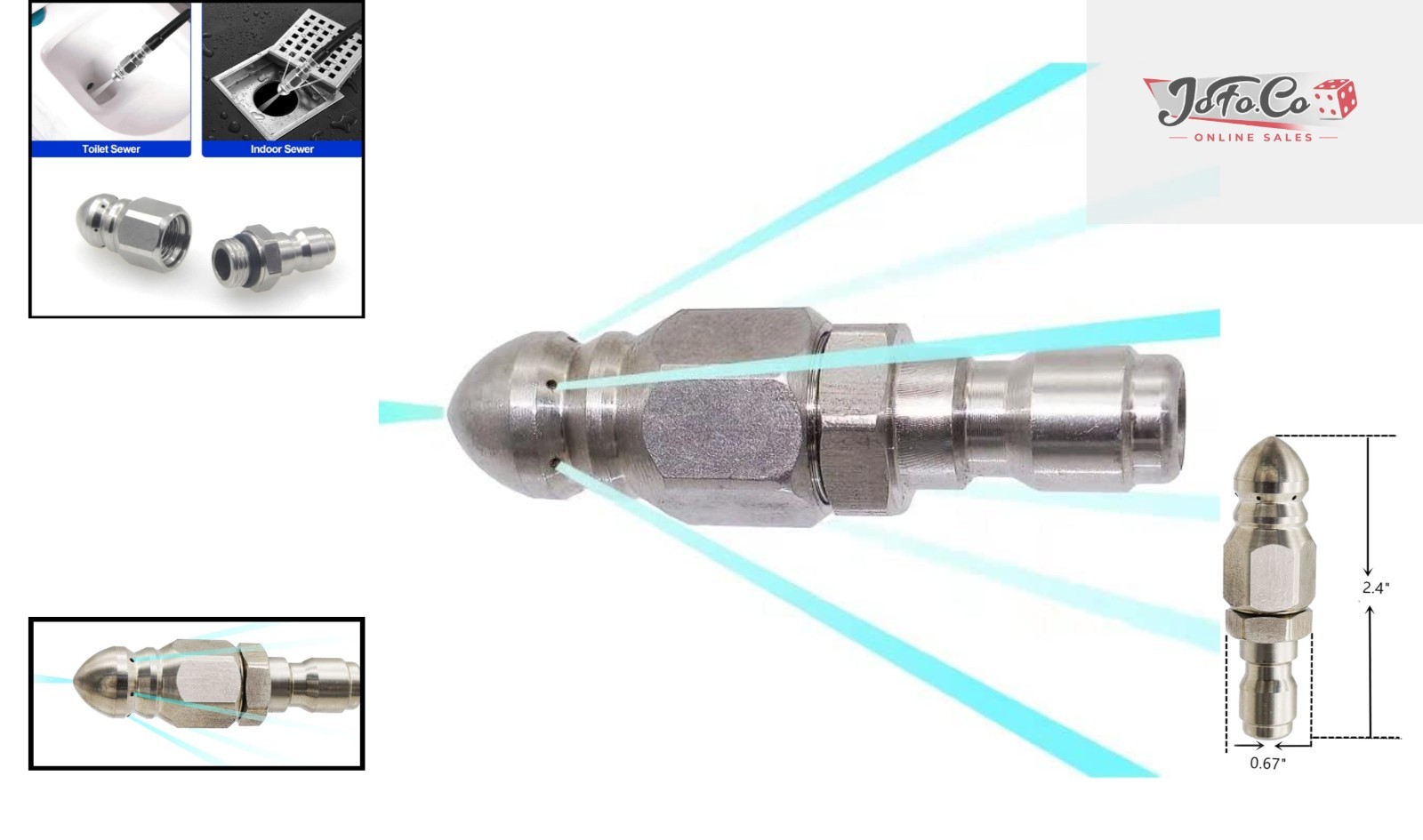 Compact Sewer Jetter Nozzle with Quick Connect – Durable 5000 PSI Performance