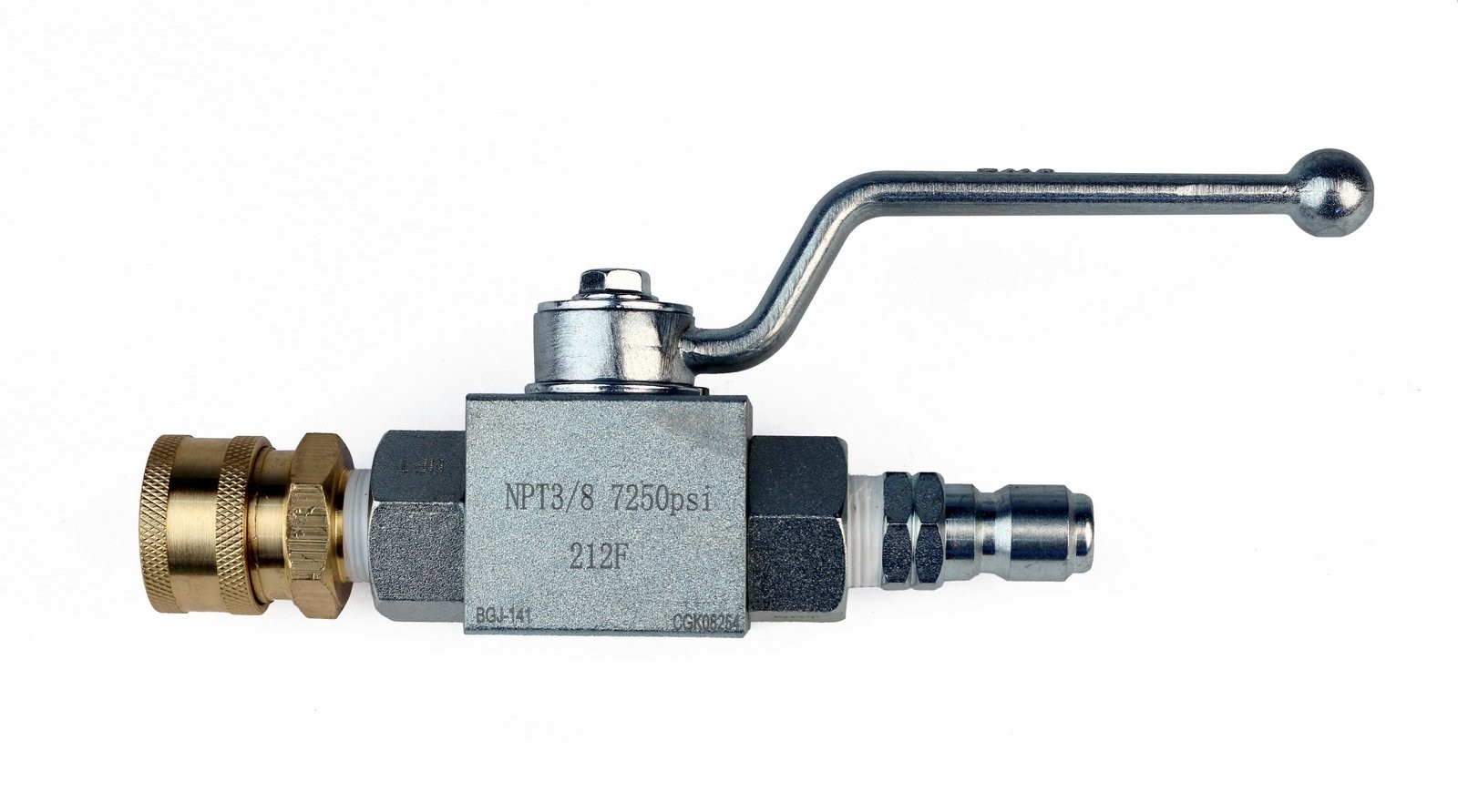 3/8in. Ball Valve Plug and Socket Coupler for Pressure Washer Surface Cleaner