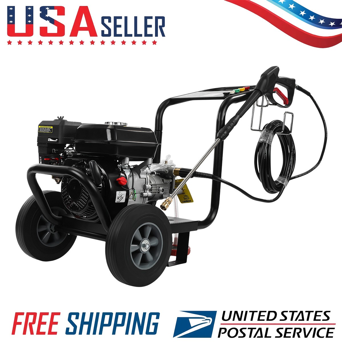 Gas Powered Pressure Washer 3500PSI 212cc 26ft Hose 5 Nozzles For Cars Fences