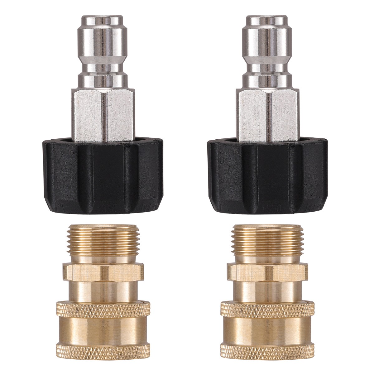 4PCS Pressure Washer Adapter Set Quick Disconnect M22 Swivel to 3/8” Connect