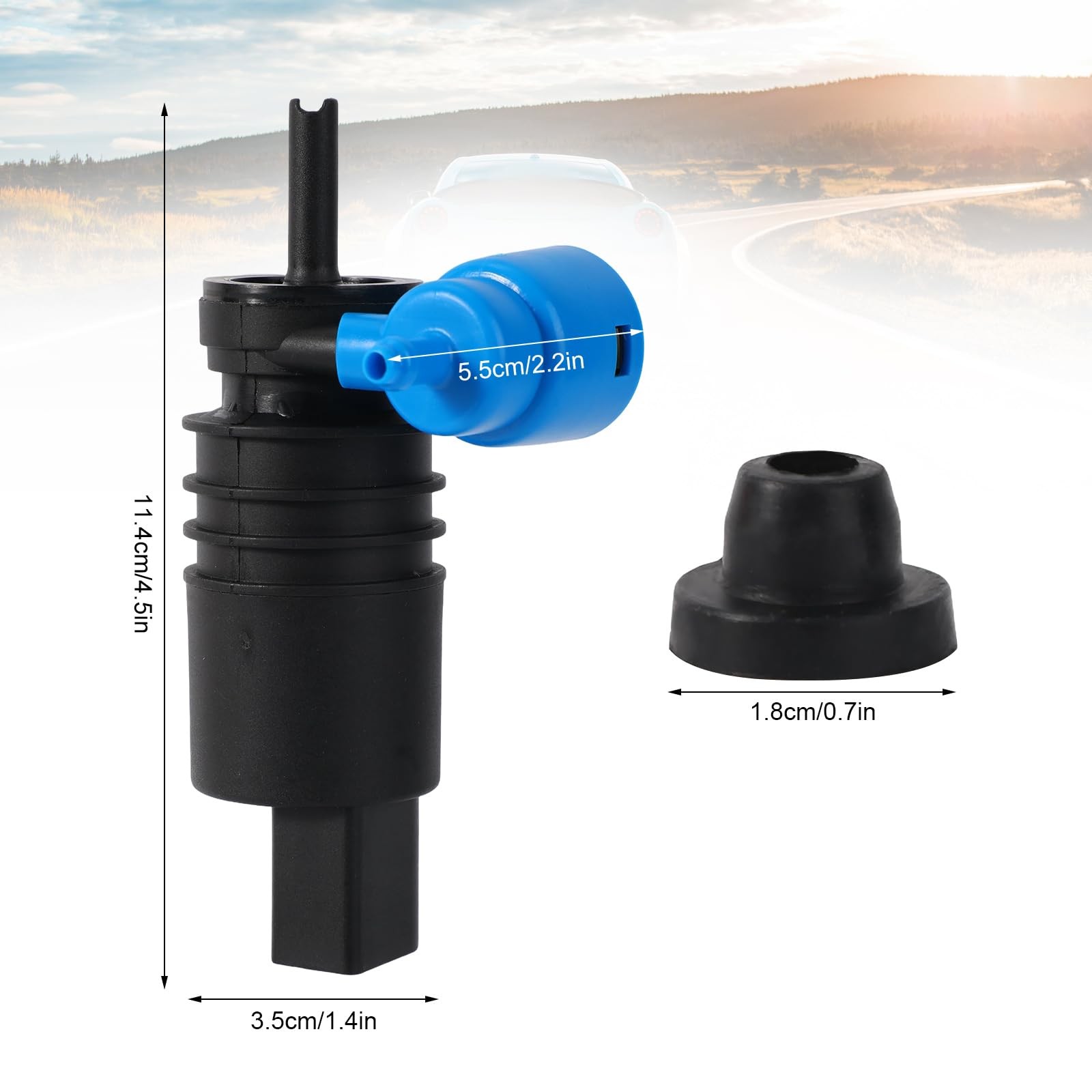 Windshield Washer Fluid Pump, Front Spray Pump Motor, Blue & Black, Durable