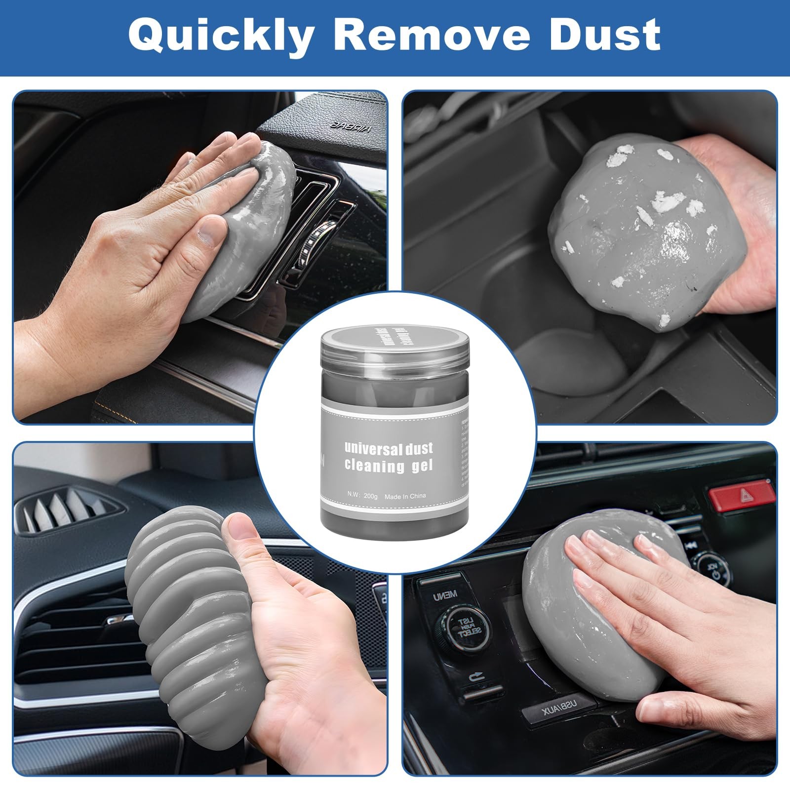 Viewsun Windshield Cleaner Tool, 13Pcs Car Interior Cleaning Kit, Grey