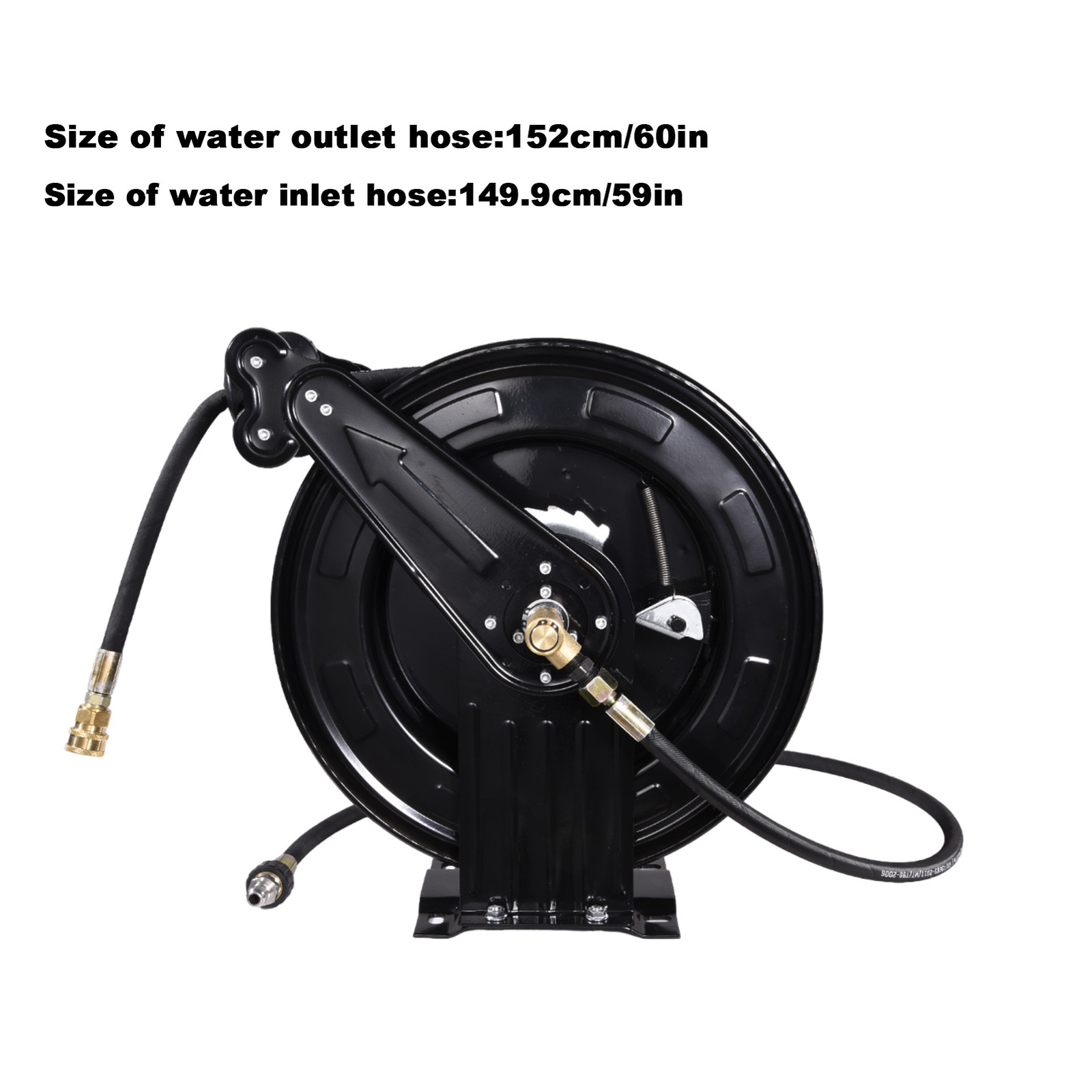 Pressure Washer Hose Reel 50ft with Swivel Arm, 3/8″ NPT Outlet Pipe, 4000 PSI