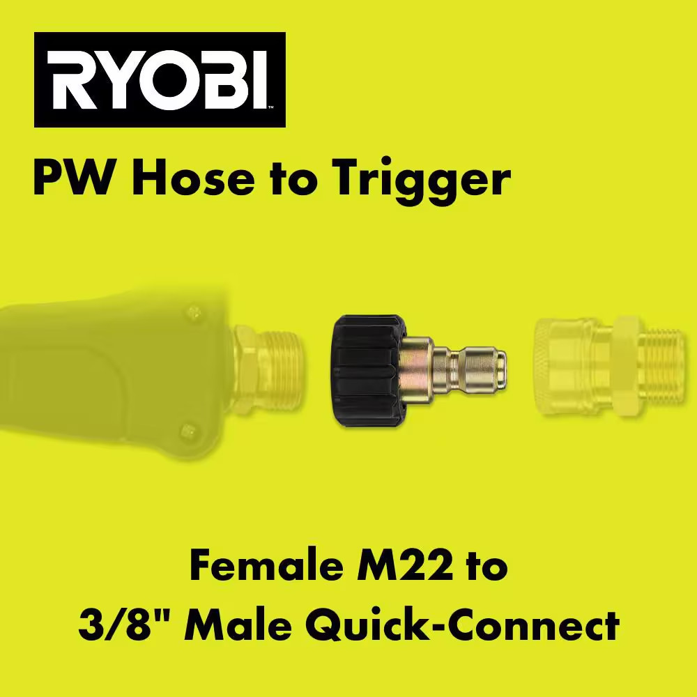 Female M22 X 3/8 In. Male Quick-Connect Coupler for Most Gas and Electric Pressu