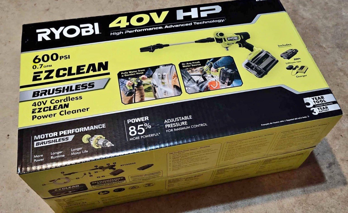 40-Volt HP Brushless EZClean 600 PSI 0.7 GPM Cold Water Power Cleaner with 2.0 A