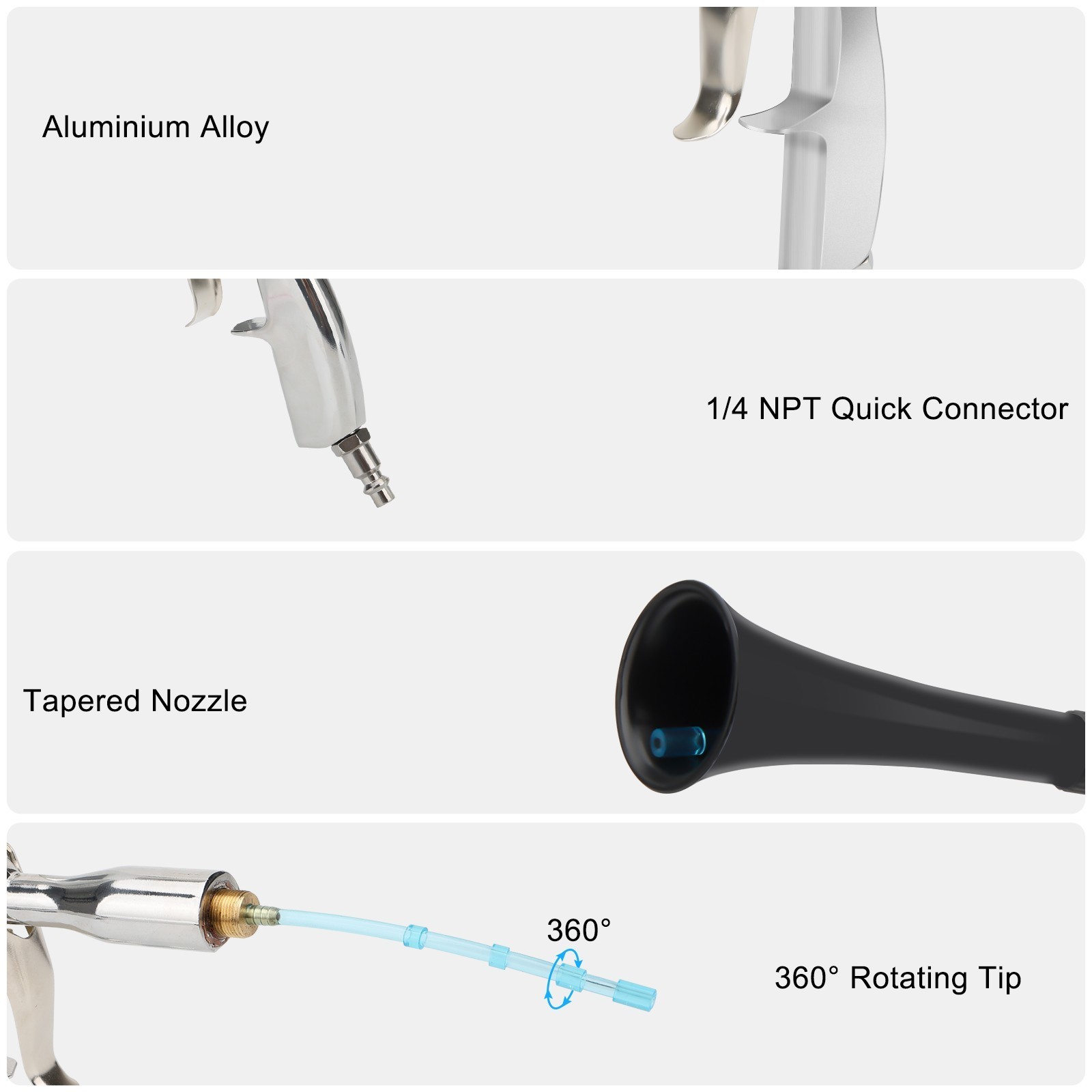 Car Dust Blower Gun Nozzle Dual Tool for Dashboard Carpet Engine Dirt Cleaning