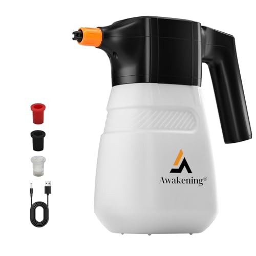 Awakening 2L Electric Foam Sprayer, Waterless Car Wash Kit, 68oz Cordless WHITE