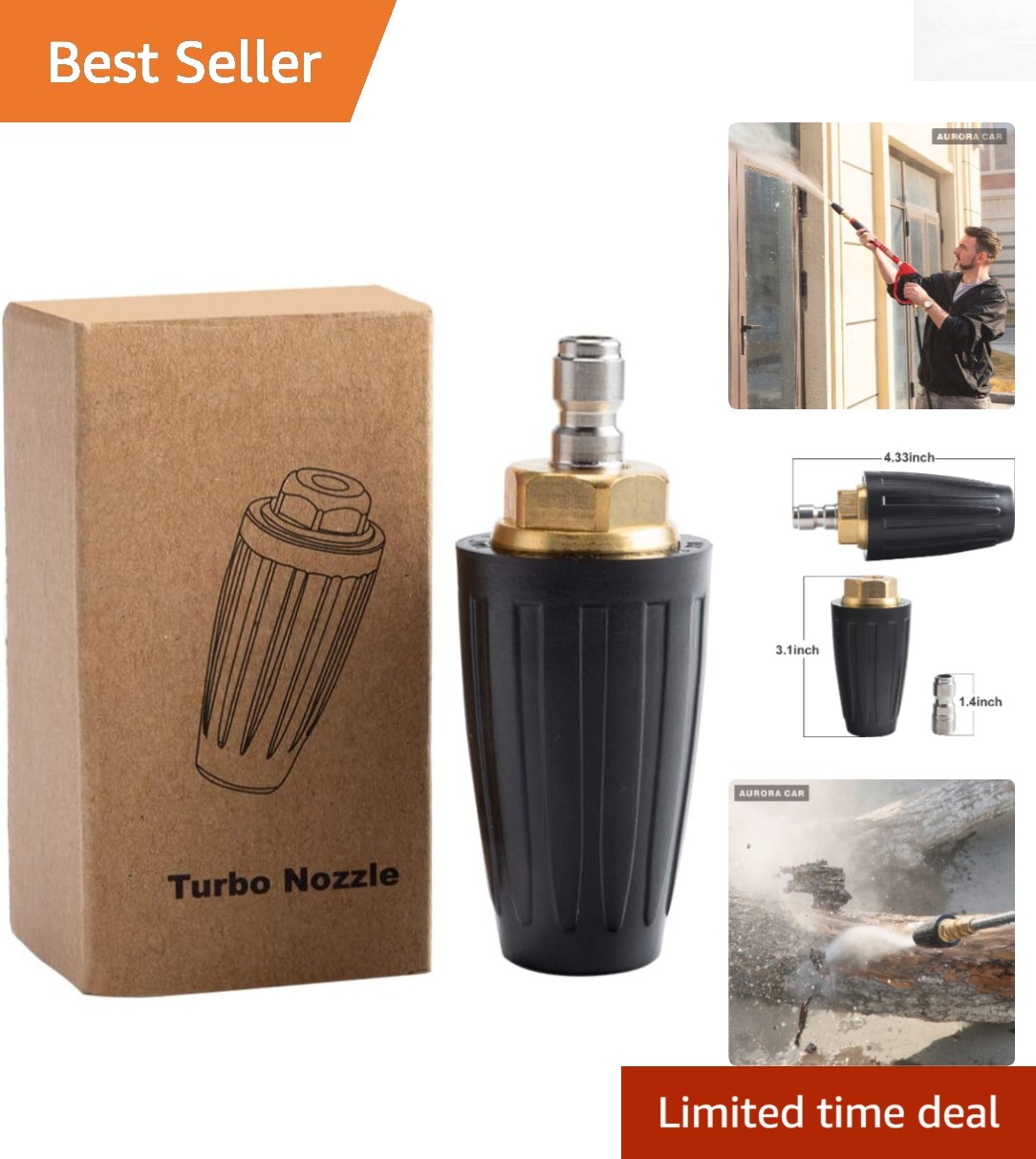 Ultimate Cleaning Power – Rotating Turbo Nozzle, 4000 PSI Max for All Surfaces