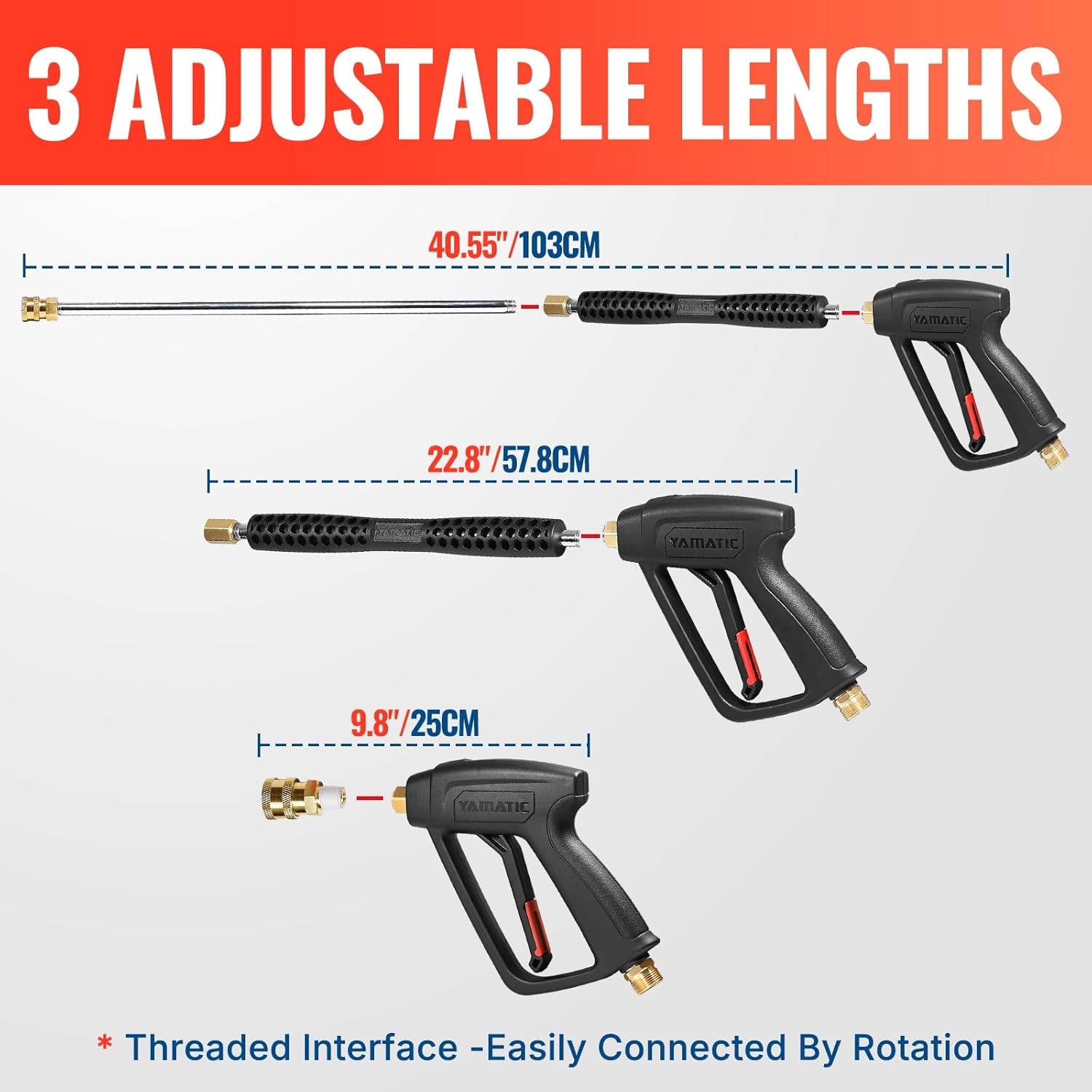 YAMATIC Pressure Washer Gun and Wand with 5 Spray Nozzles, M22-14Mm & M22-15Mm F