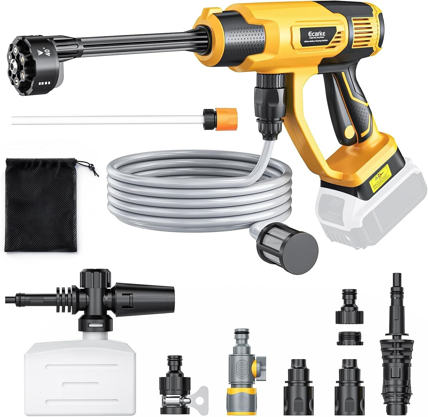 Cordless Pressure Washer for DeWalt 20V Battery Brushless Motor 6-in-1 Nozzle