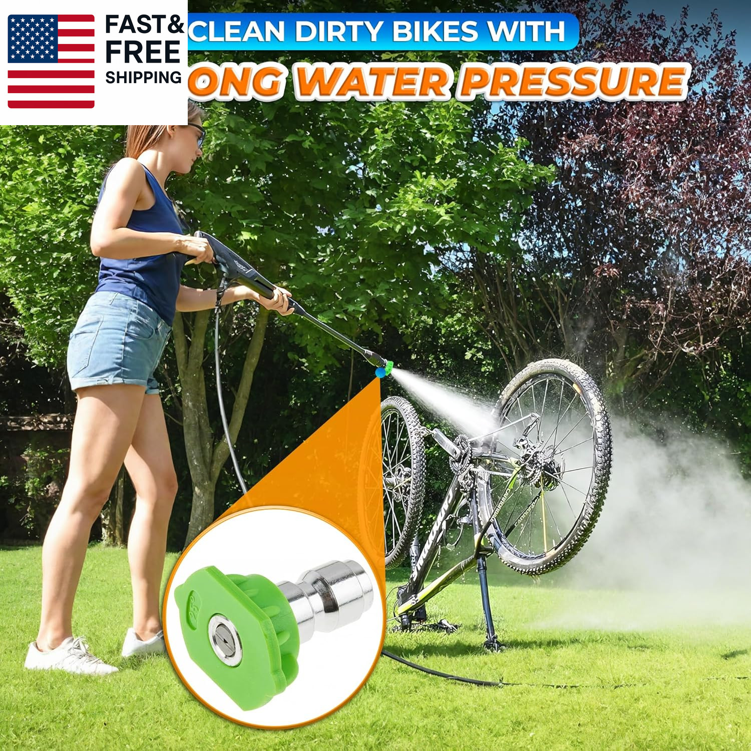 5PCS Pressure Washer Nozzle Tips – 1/4″ Quick Connect, 2700 PSI Spray Nozzles